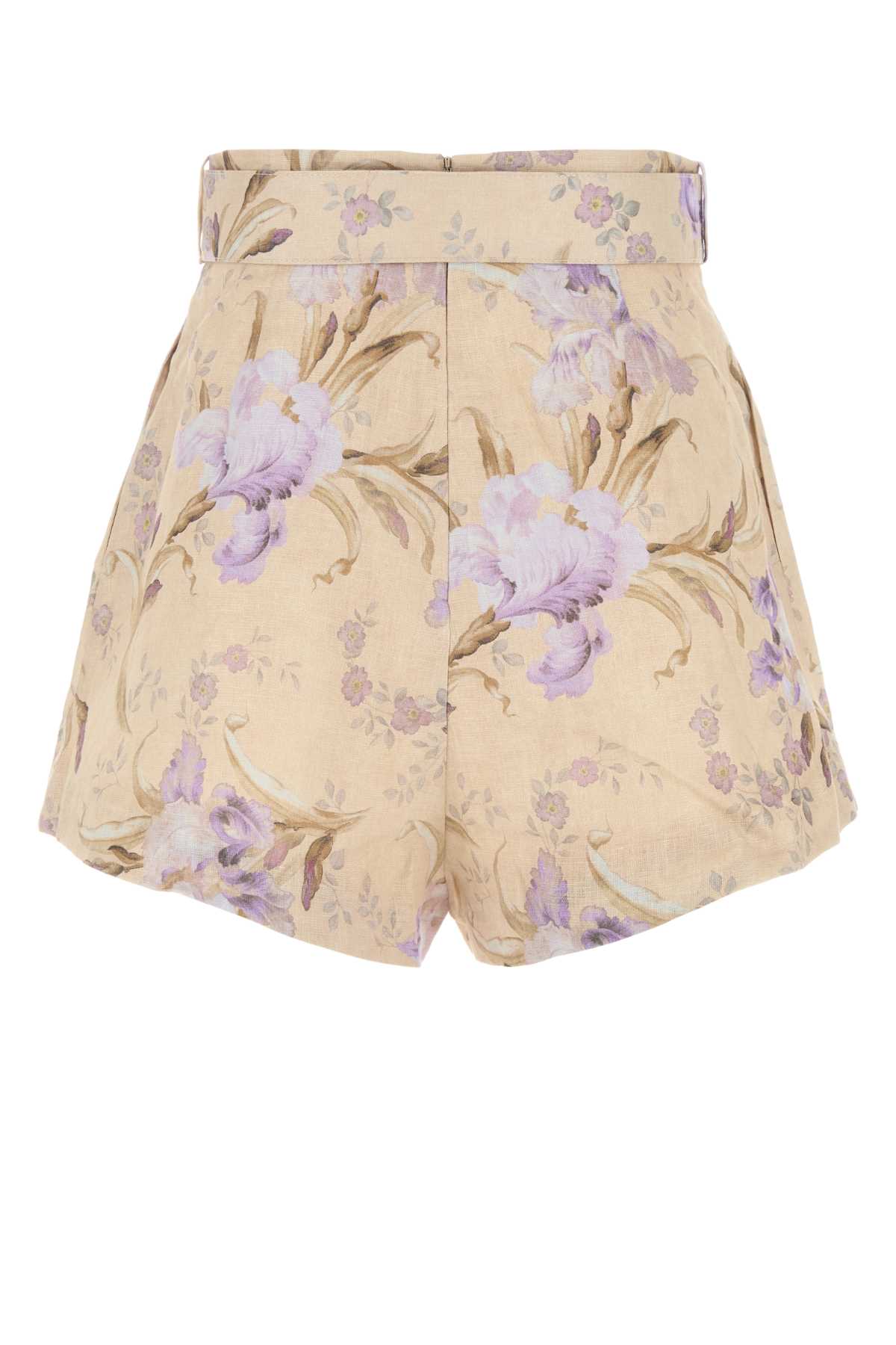 Shop Zimmermann Printed Linen Eden Shorts In Naturaliris