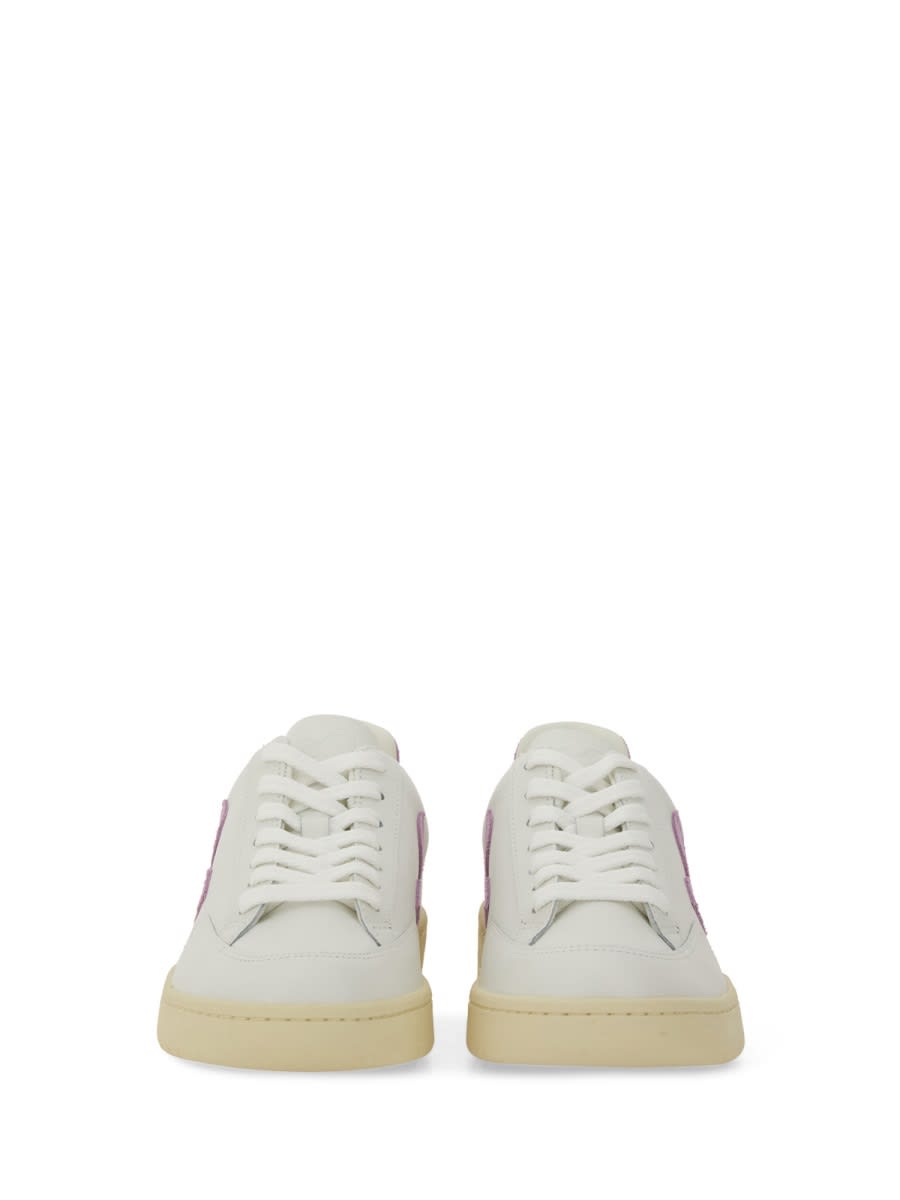 Veja V-12 Leather Sneakers White And Orchid Color