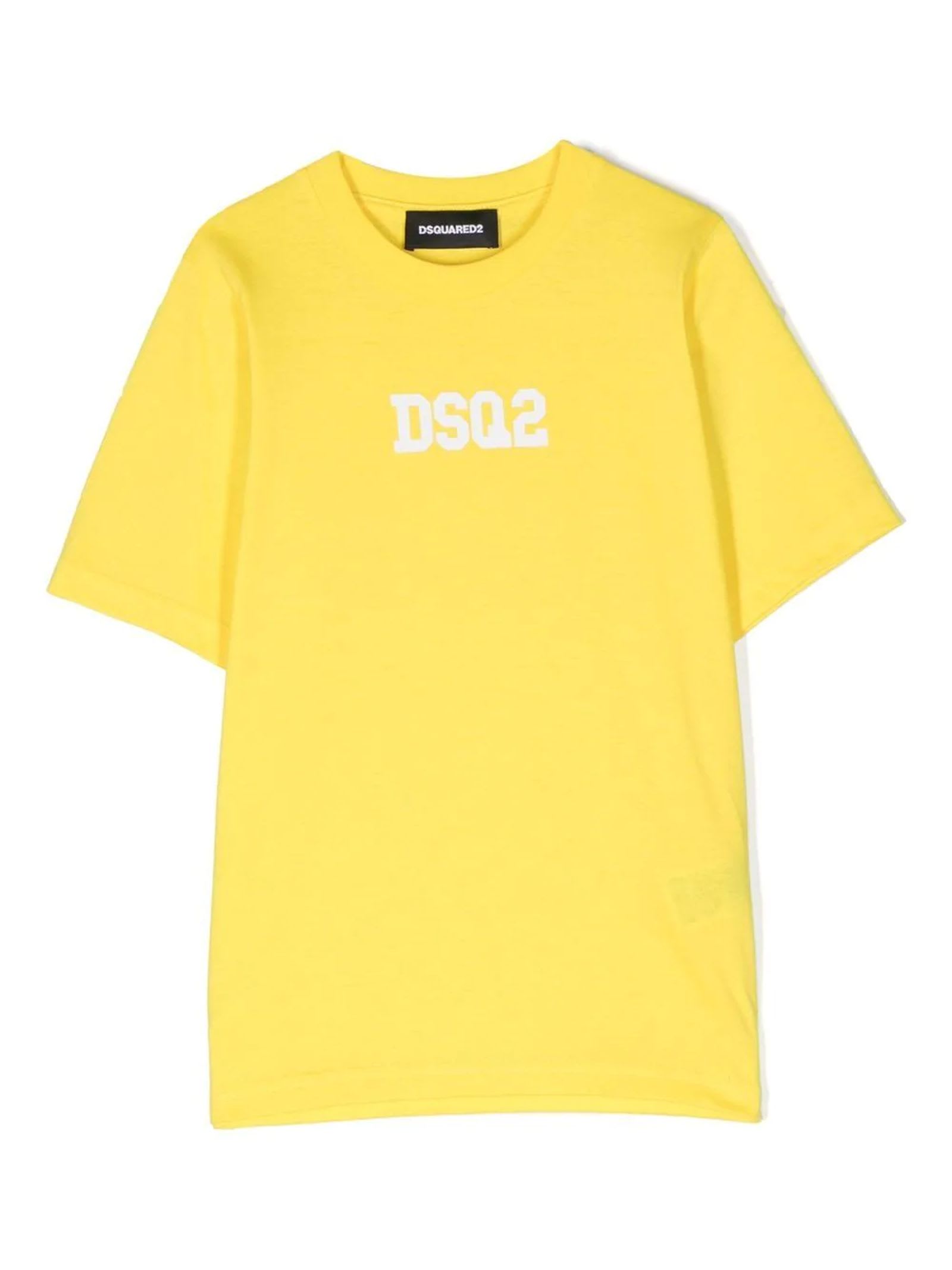 Dsquared2 Kids' Yellow Cotton Tshirt In Giallo