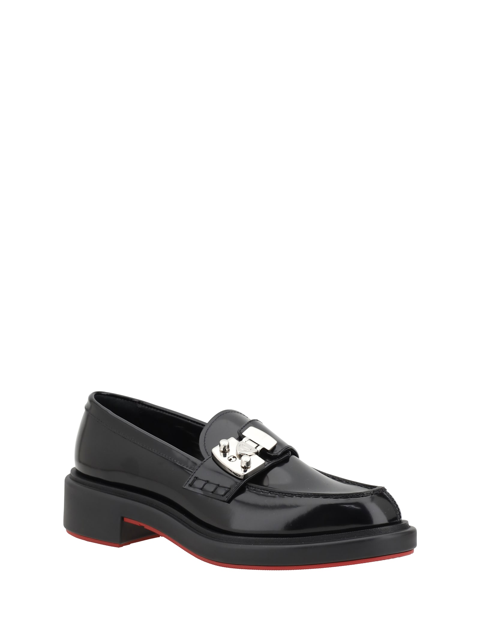 Christian Louboutin Chunky Rubber Sole Loafers With Metal Hardware In Black