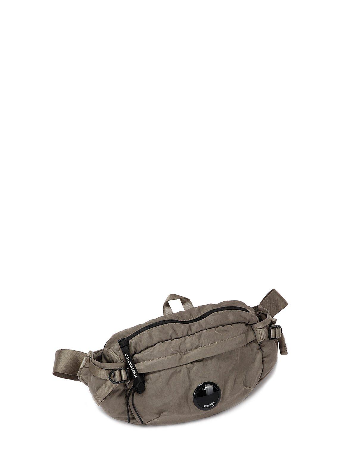 Shop C.p. Company Lens-detailed Zipped Padded Belt Bag In Walnut