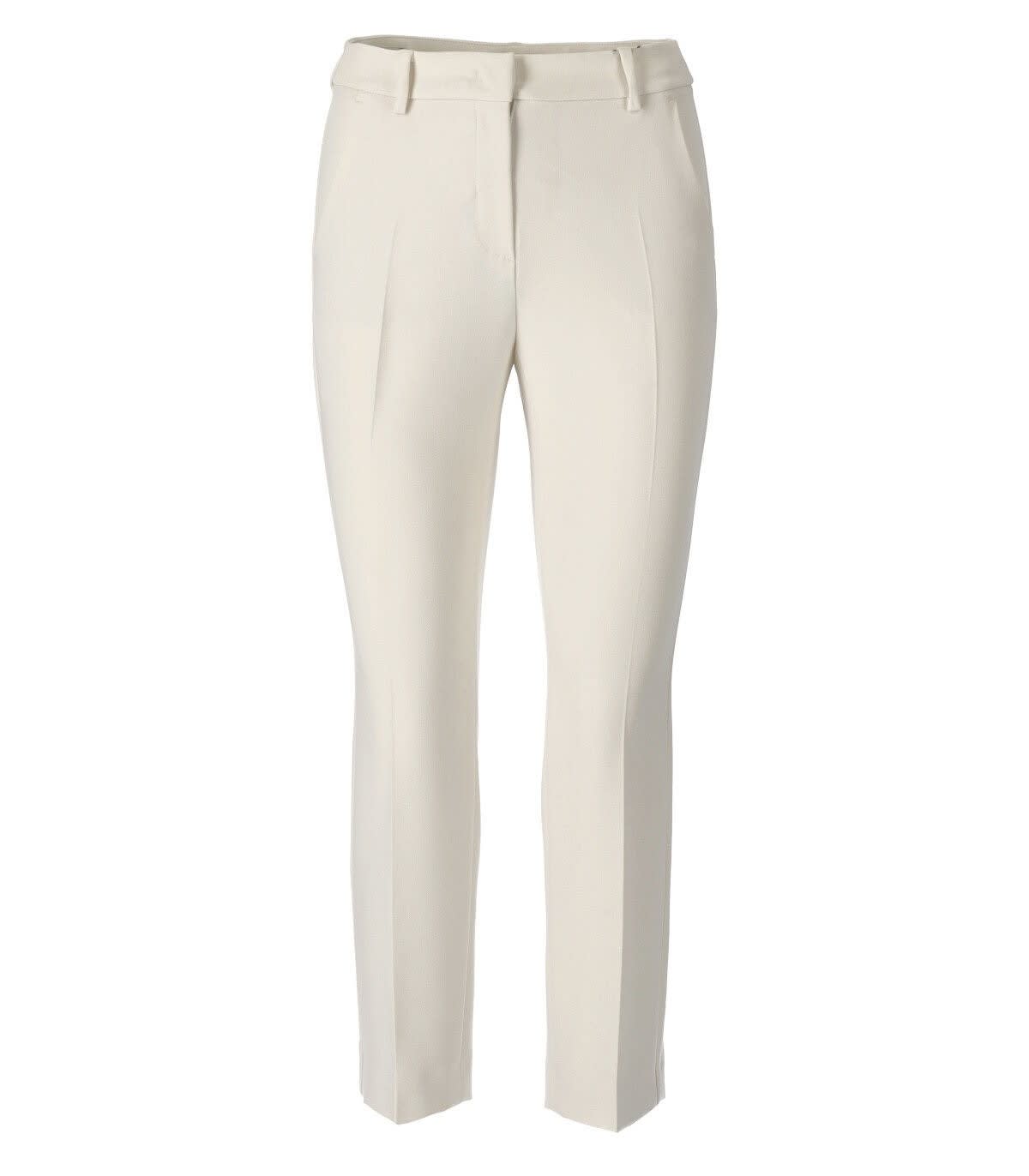 Shop Weekend Max Mara Straight-fit Cropped Pants In Crema