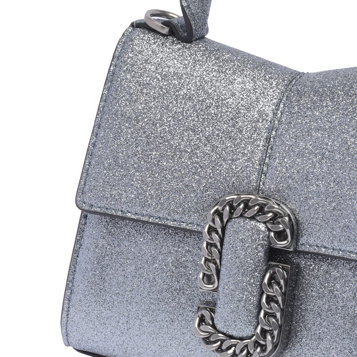 Shop Marc Jacobs The Galactic Glitter St.marc Mini Top Handle In Silver