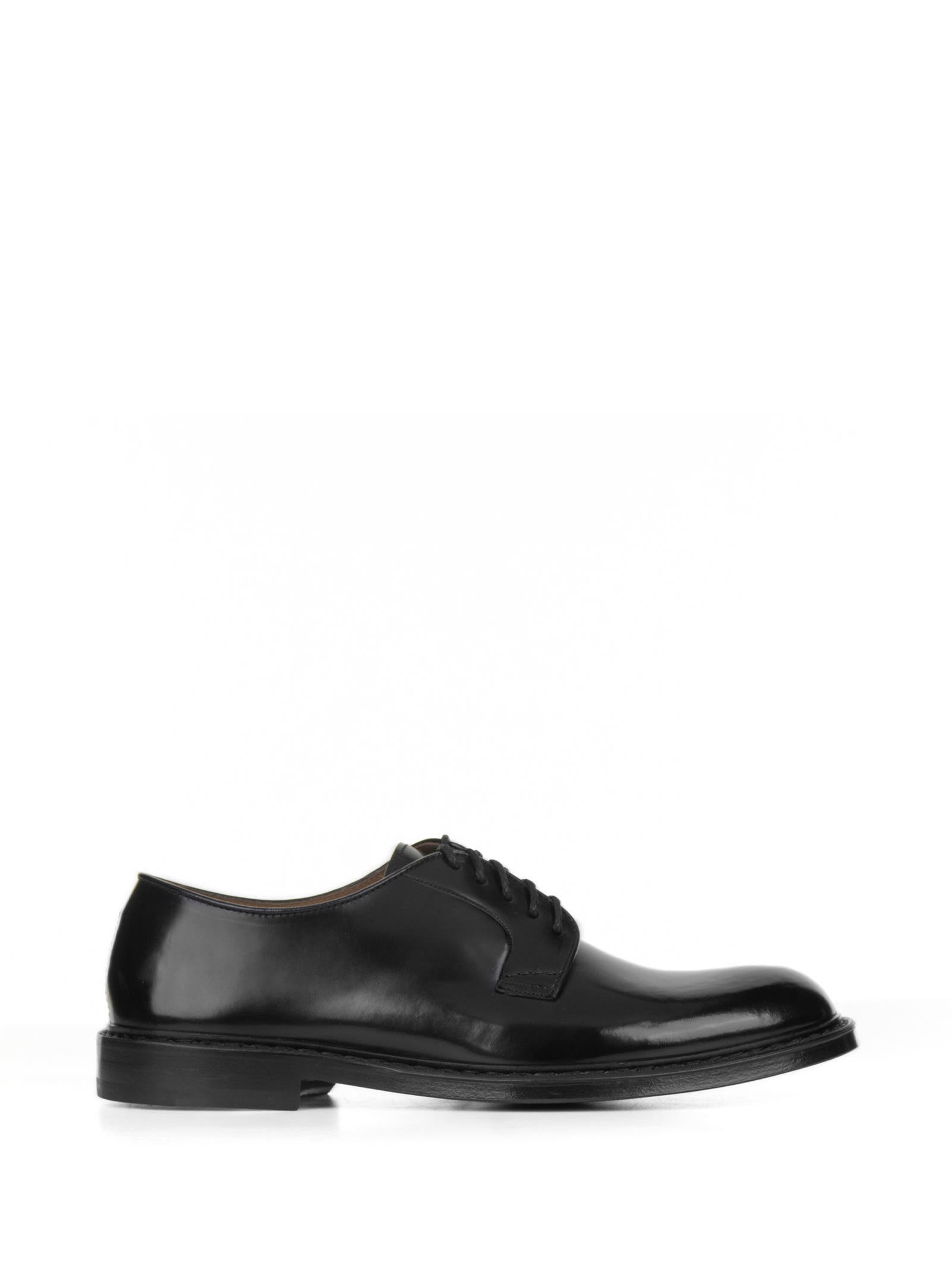 Shop Doucal's Derby In Black Brushed Leather In Nero