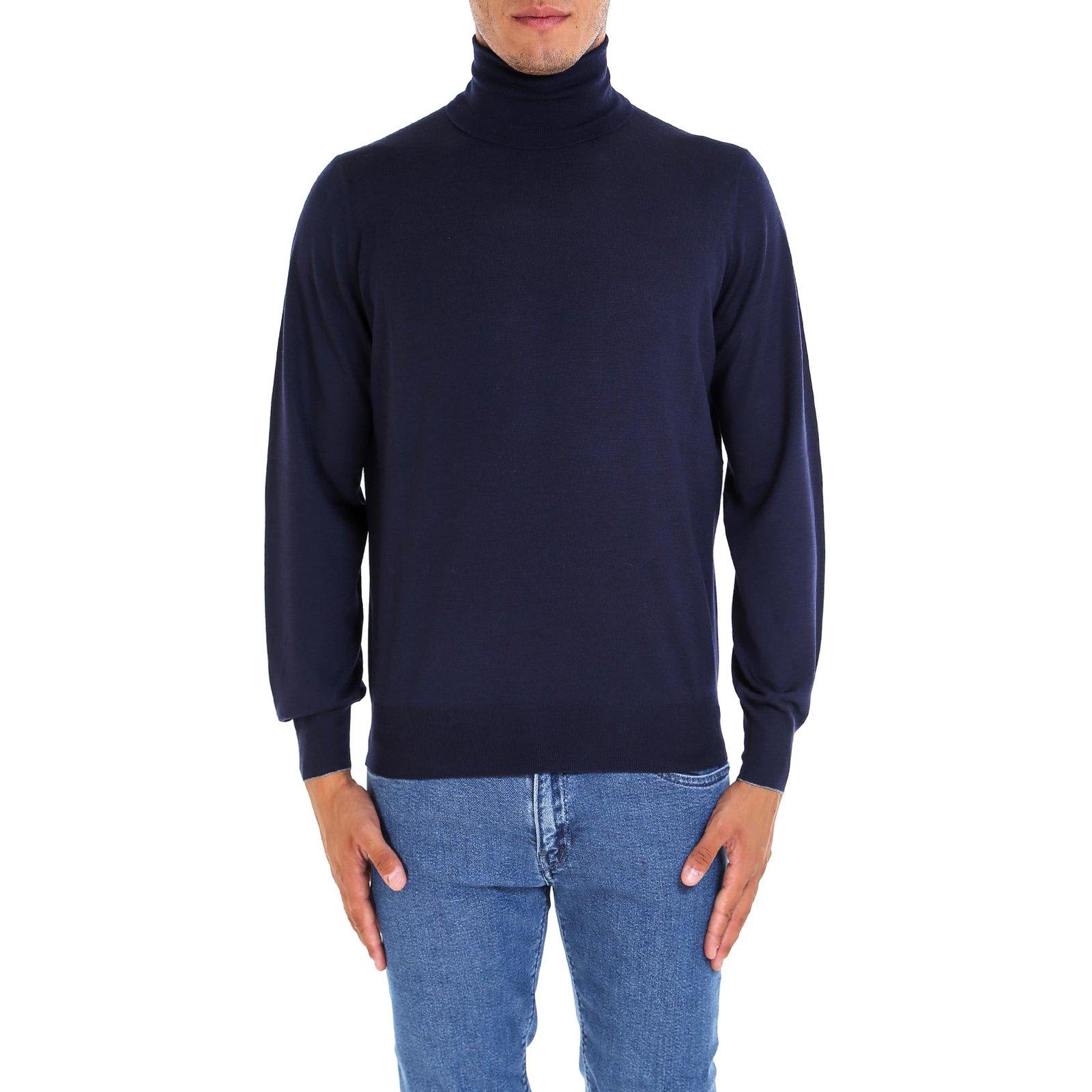 Shop Brunello Cucinelli Turtleneck Jumper In Navy/grigio Scuro