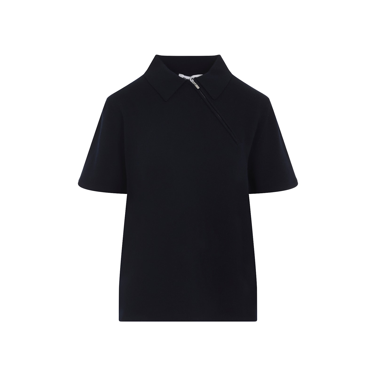 Miu Miu Short Sleeve Polo Shirt With Collar Design In Black