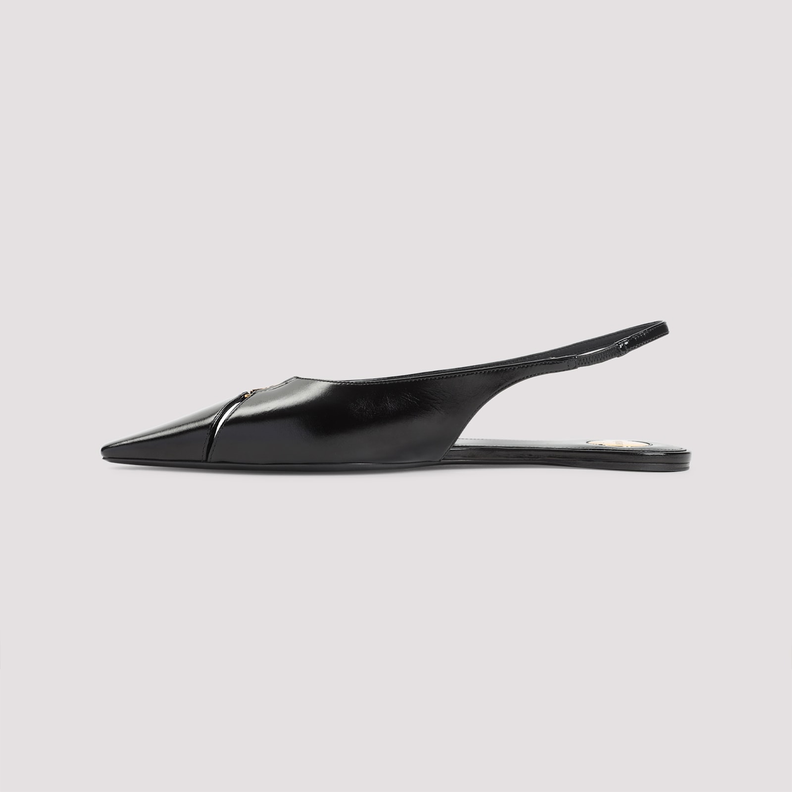 Saint Laurent Leather Slingback Ballet Flats With Pointed Toe In Black