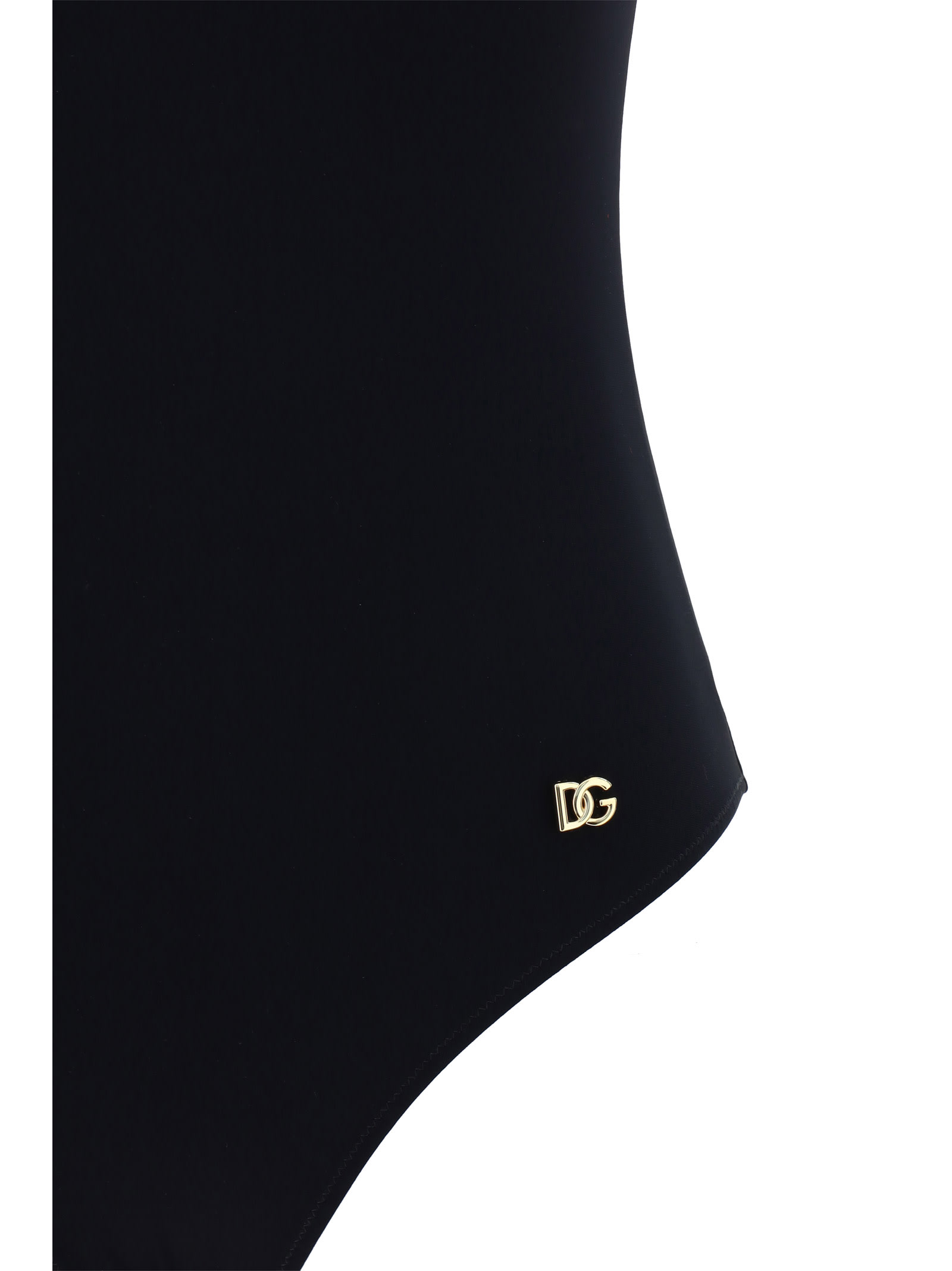Dolce & Gabbana Logo-plaque Scoop-neck Swimsuit In Nero