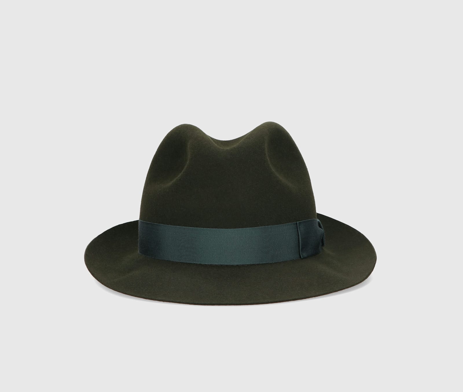 Shop Borsalino Damiano Marengo Felt In Dark Green, Tone On Tone Hatband