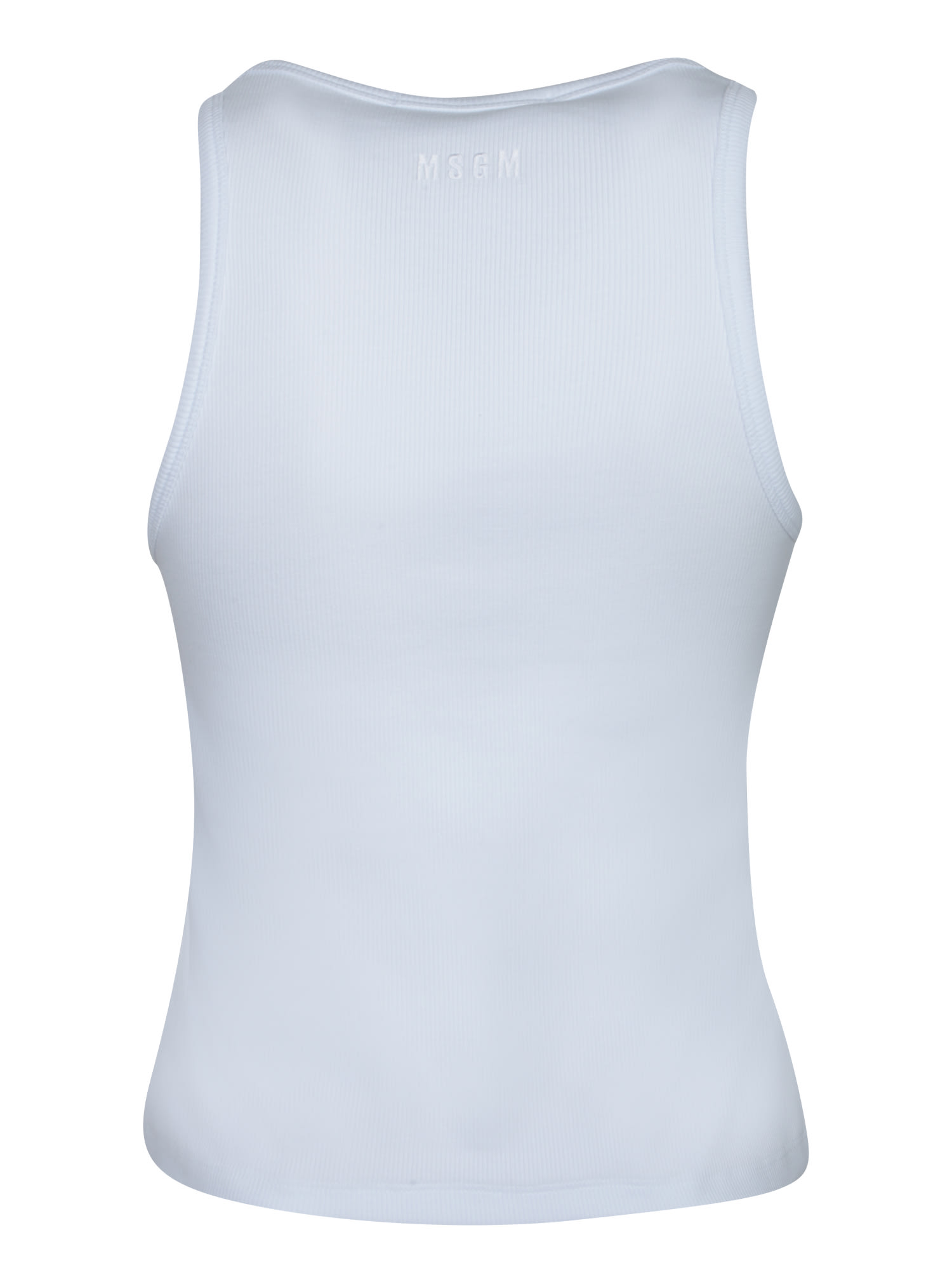 Shop Msgm White Top With Round Neck And Applied Circle Details In Cotton Woman