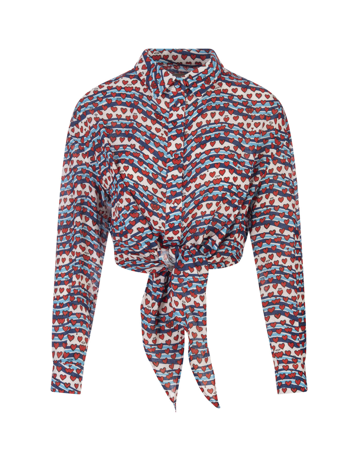 Alessandro Enriquez Short Printed Shirt With Knot In Multicolour