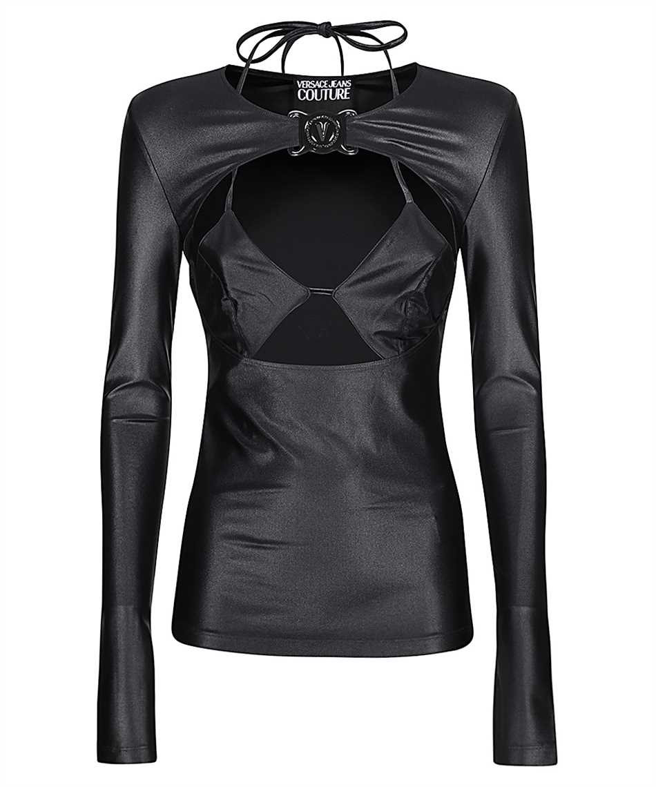 Versace Jeans Couture Black V-emblem Long Sleeve T-shirt In Black