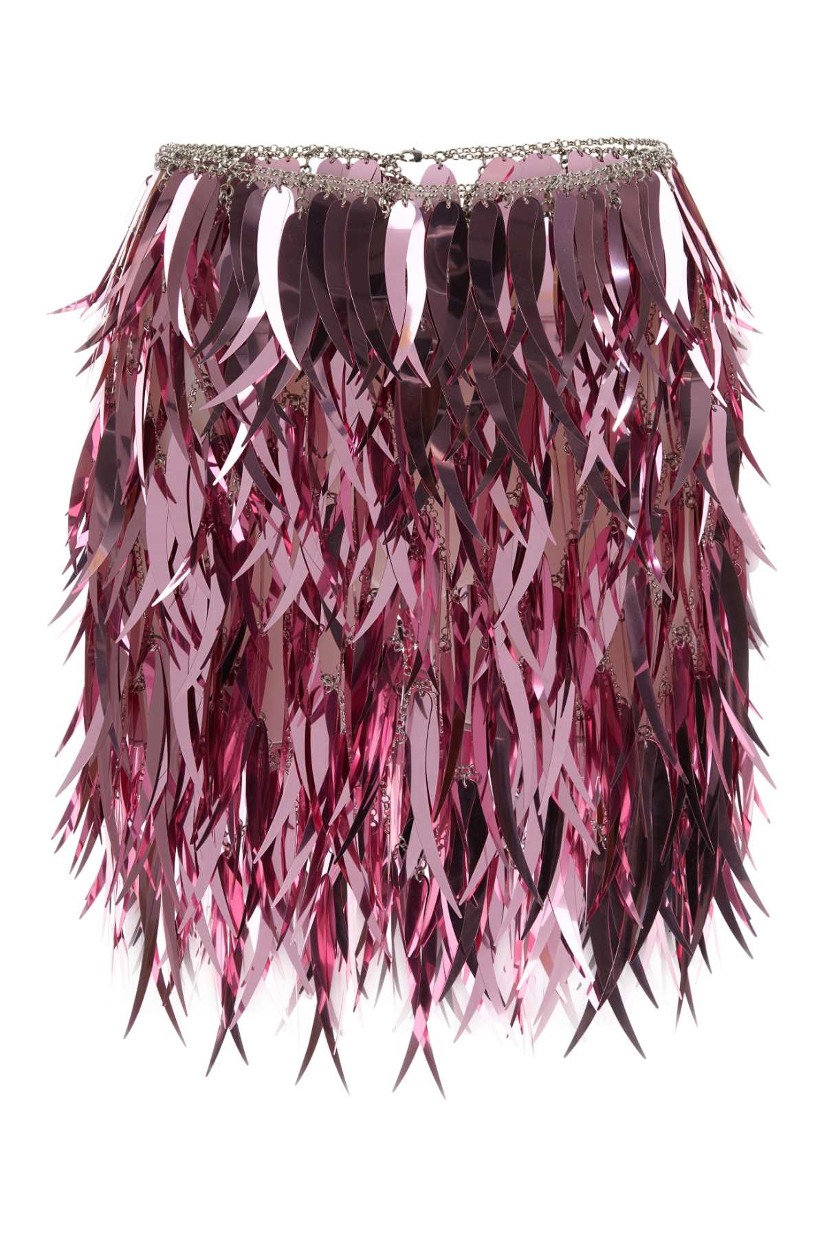 Pink Metallic Feathers Mini Skirt
