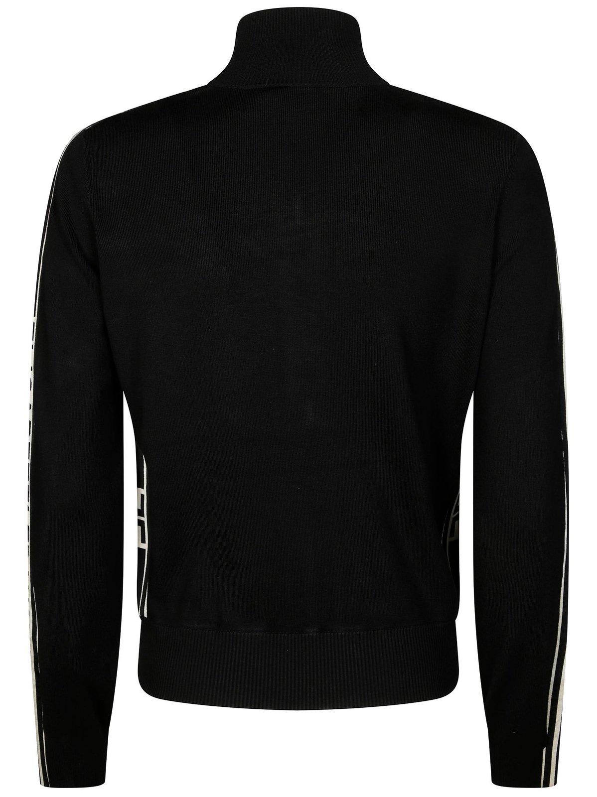 Shop Elisabetta Franchi Zip-up High Neck Cardigan In Nero