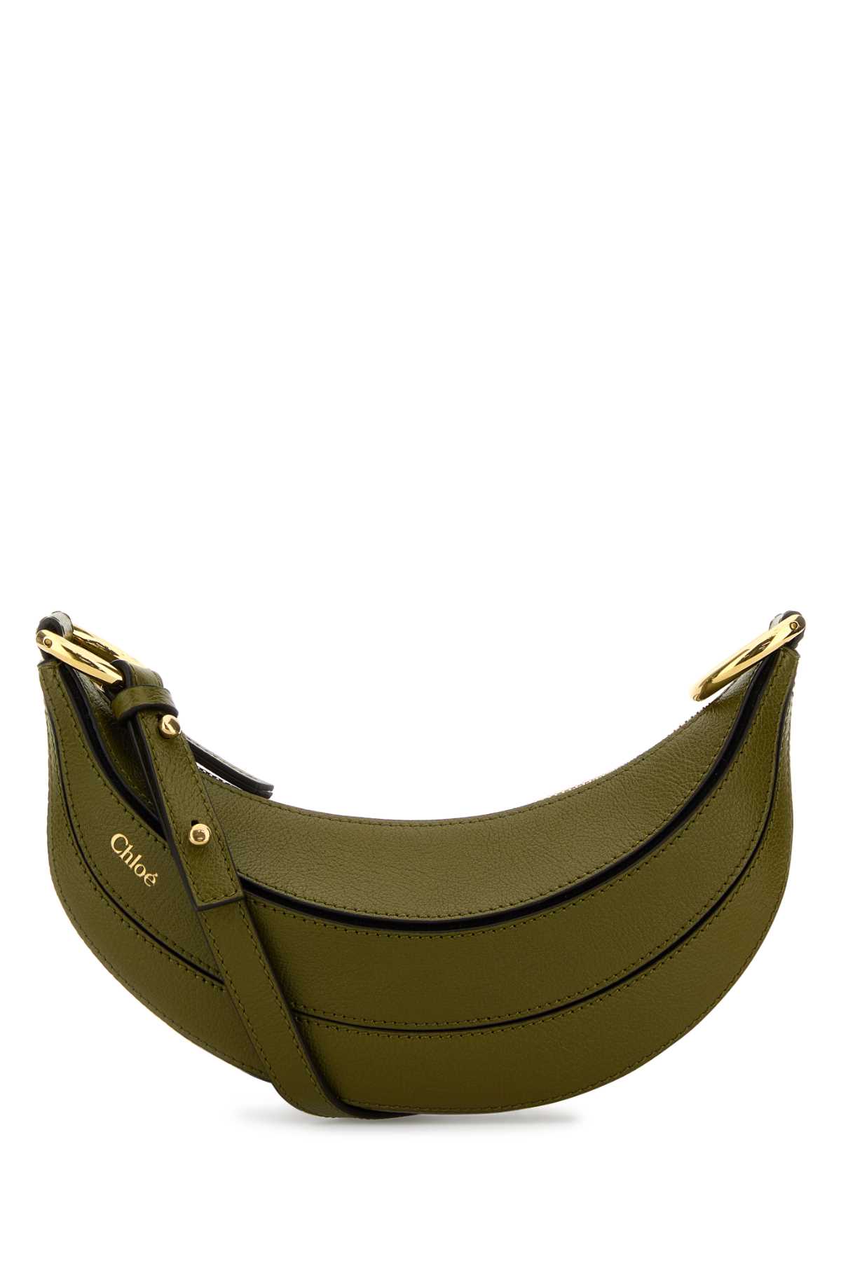 Shop Chloé Khaki Leather Banana Crossbody Bag In Sweetkhaki