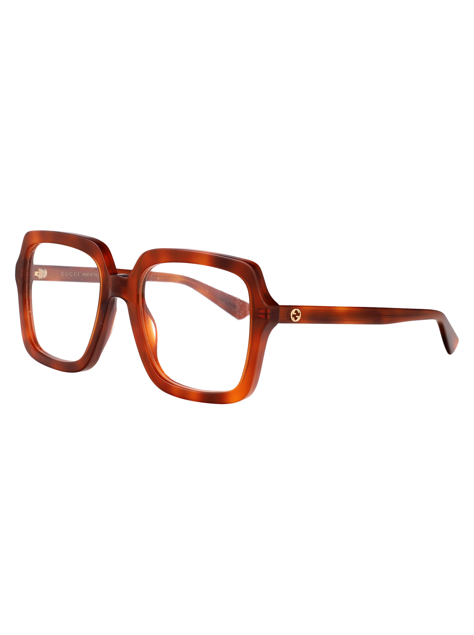 Gucci Havana Havana Transparent Acetate Glasses In Red