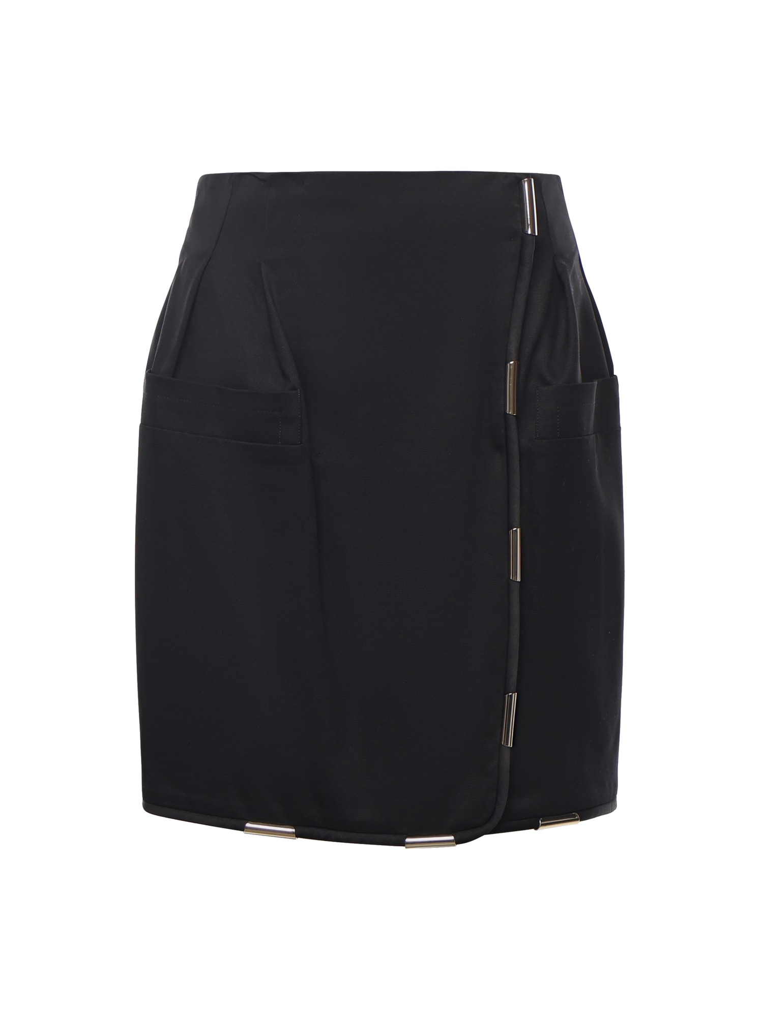 Genny Wrap Mini Skirt With Metallic Details In Black