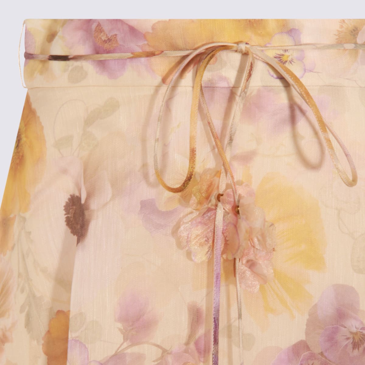 Zimmermann Light Orange Linen Skirt In Neutral