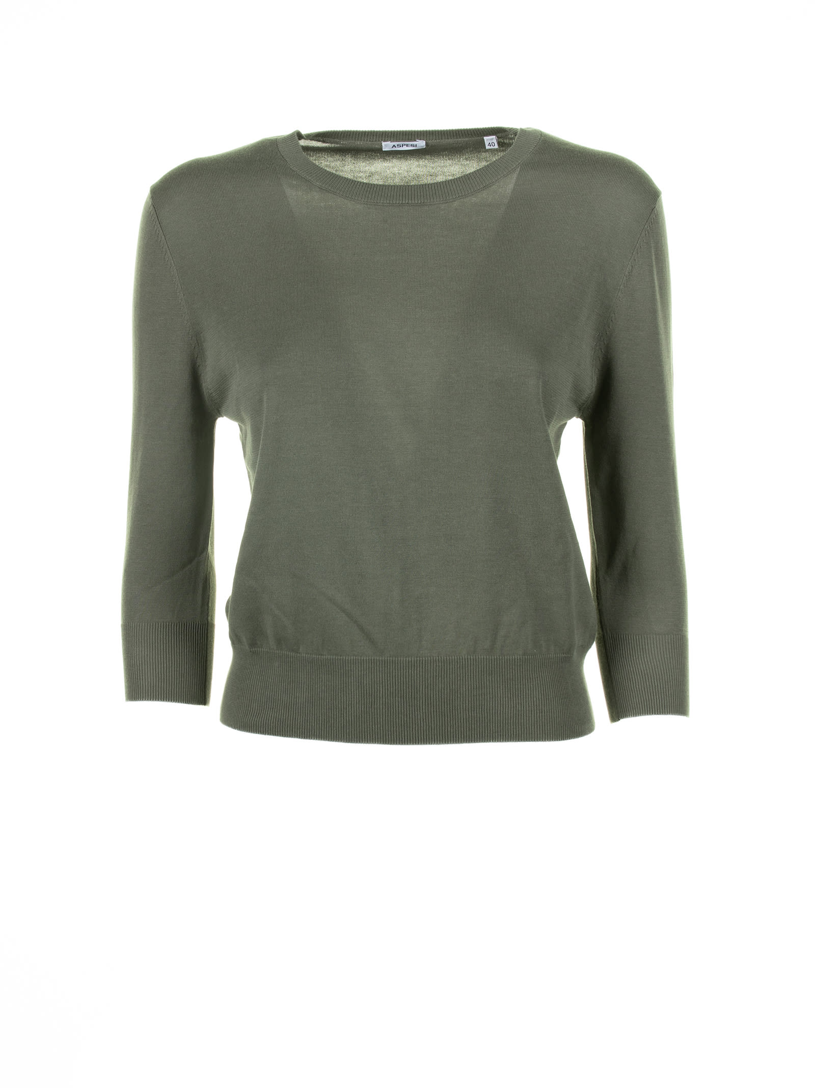 Shop Aspesi Green Shirt With 3/4 Sleeves In Verde