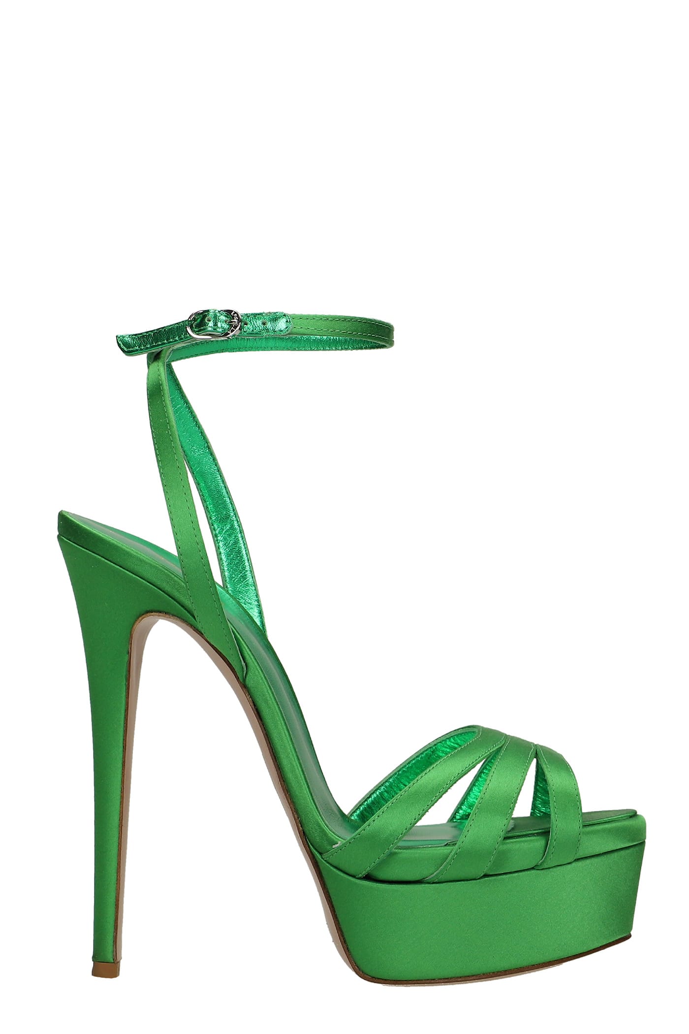 Le Silla Lola Sandals In Green Satin
