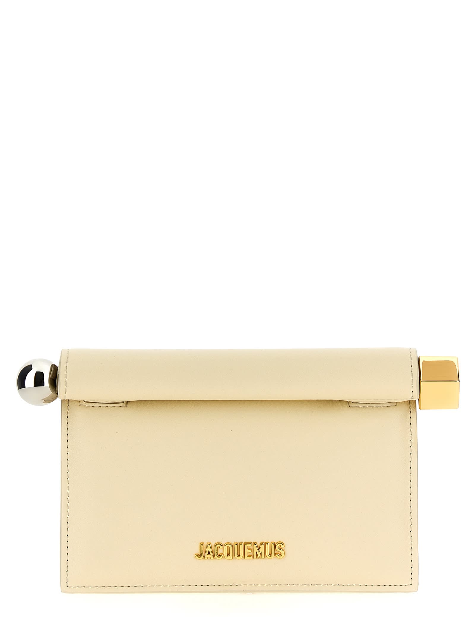 Shop Jacquemus La Petite Pochette Rond Carré Clutch In Beige