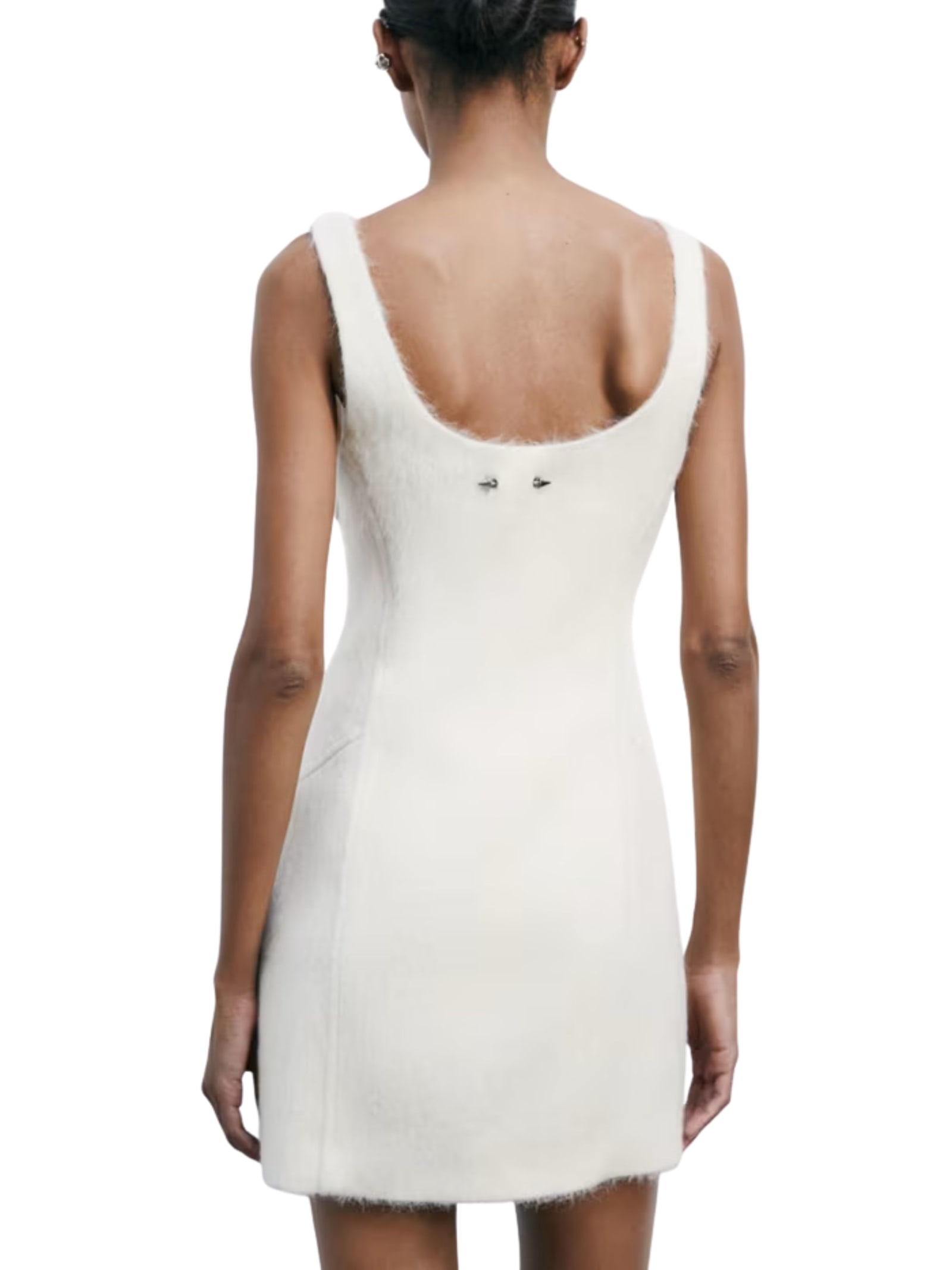 Patrizia Pepe Soft Mini Dress In Wool Blend In White