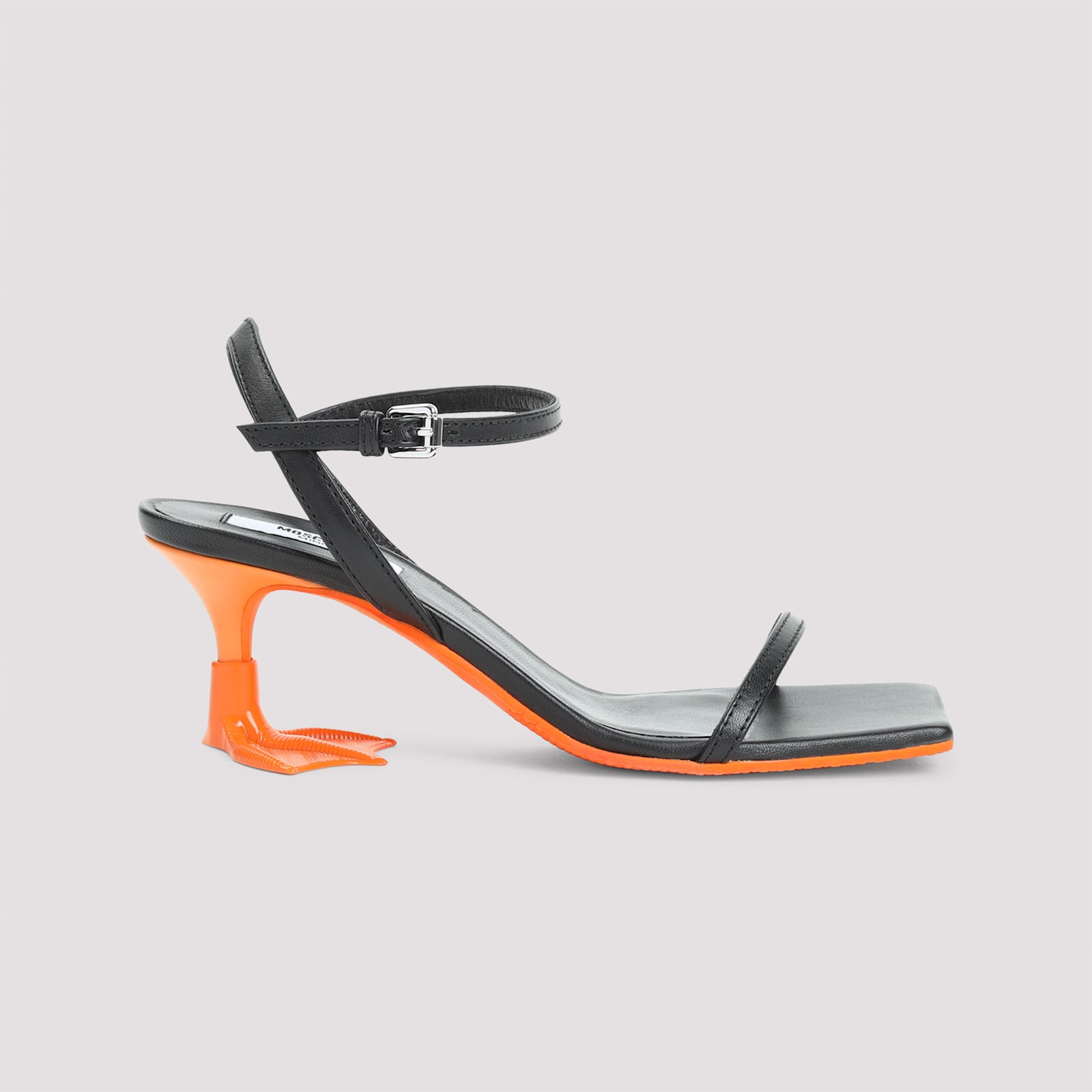 Moschino Square-headed High-heeled Sandals In A Nero Arancio
