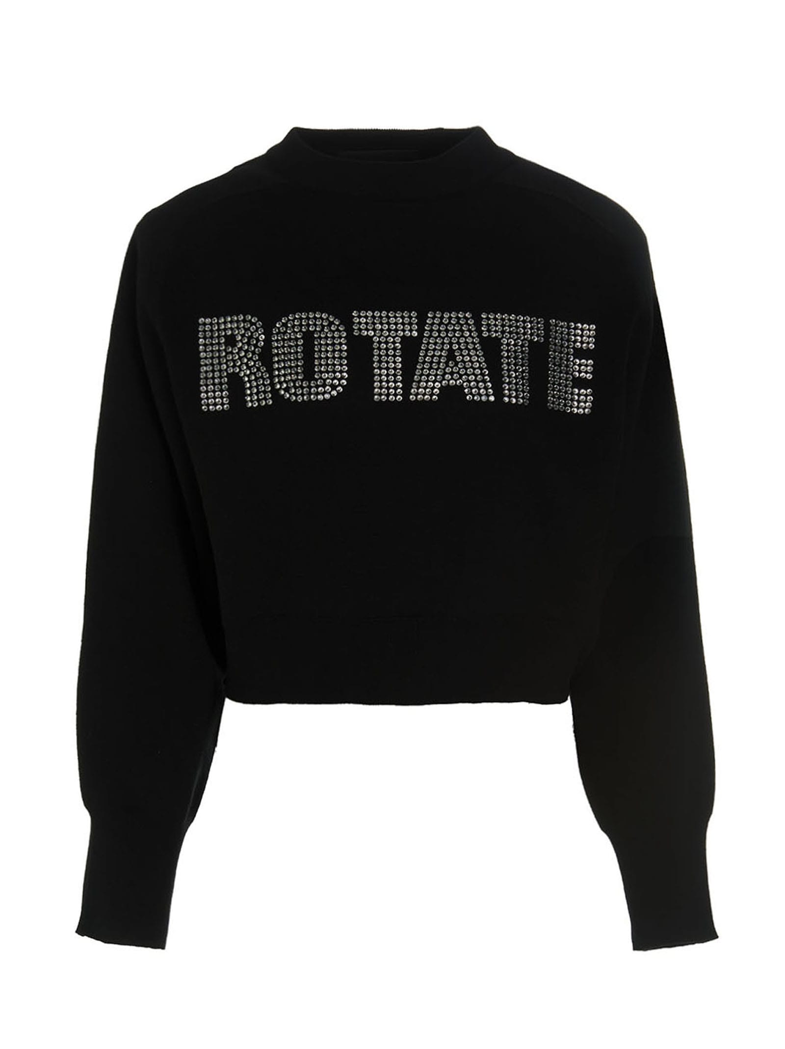 Rotate Birger Christensen Rotate Birgerchristensen Cropped Shirt With Logo In Black
