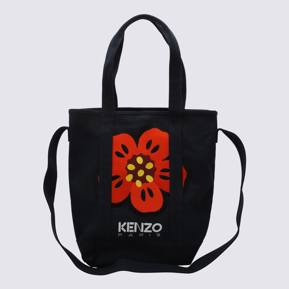 Kenzo Navy Cotton Tote Bag In Blue