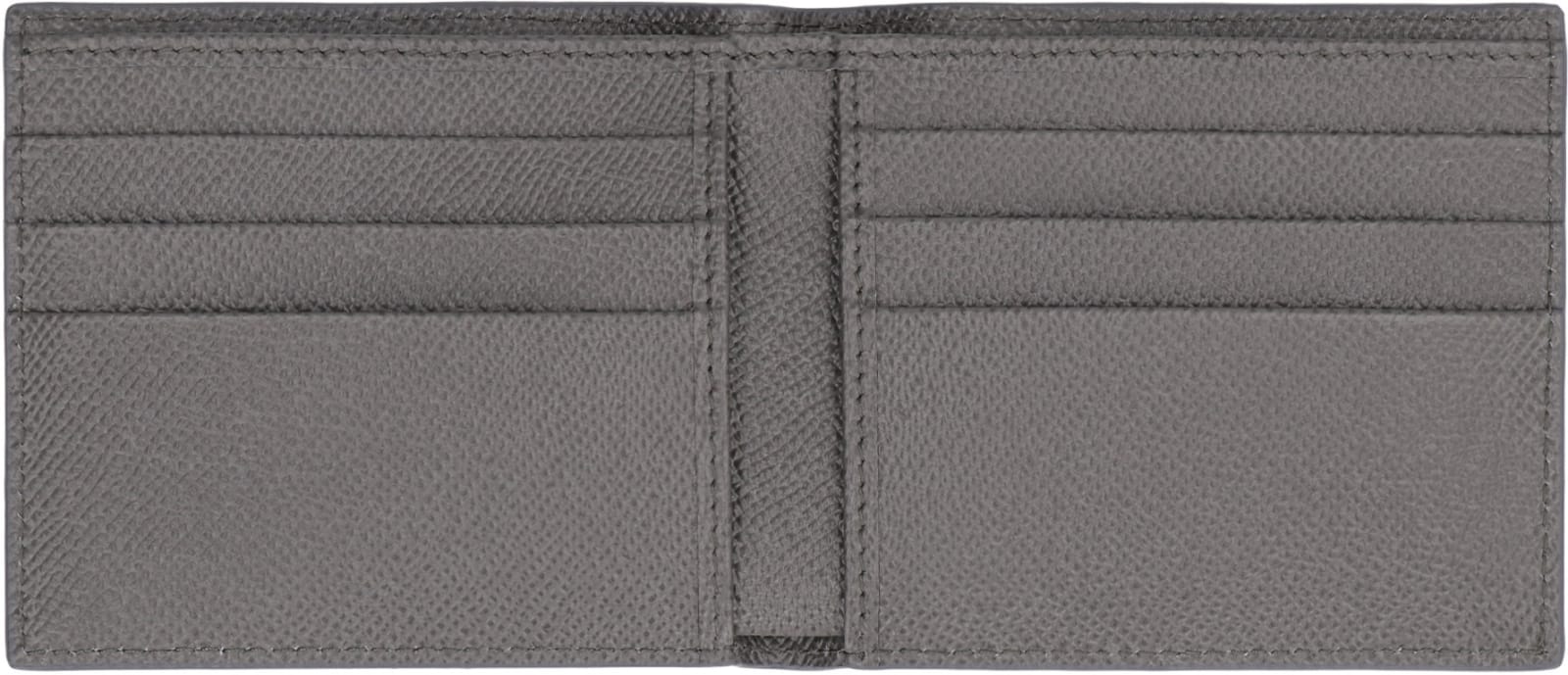 Shop Dolce & Gabbana Leather Flap-over Wallet In Grey