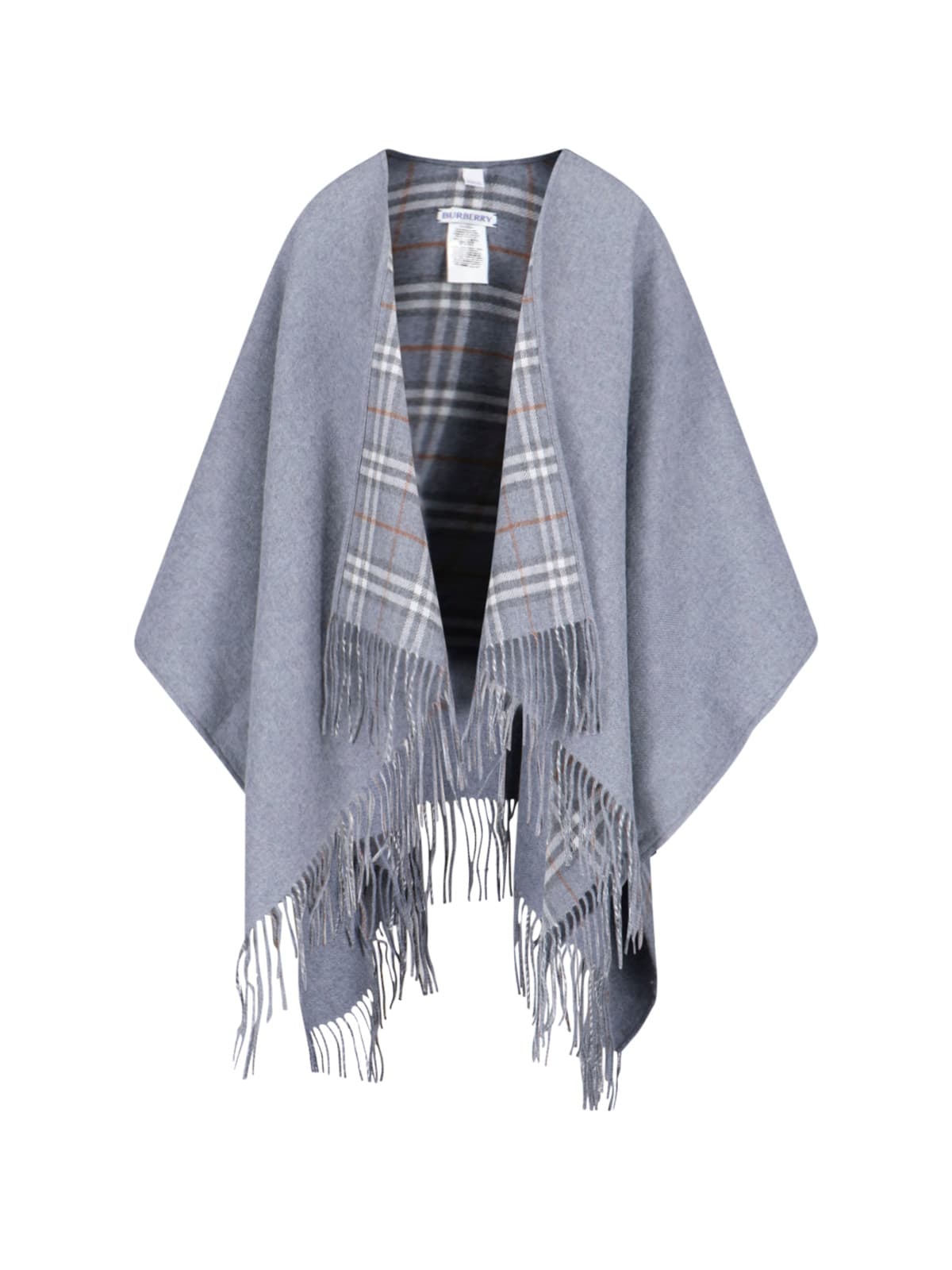 Burberry Reversible Merino Wool Cape In Gray