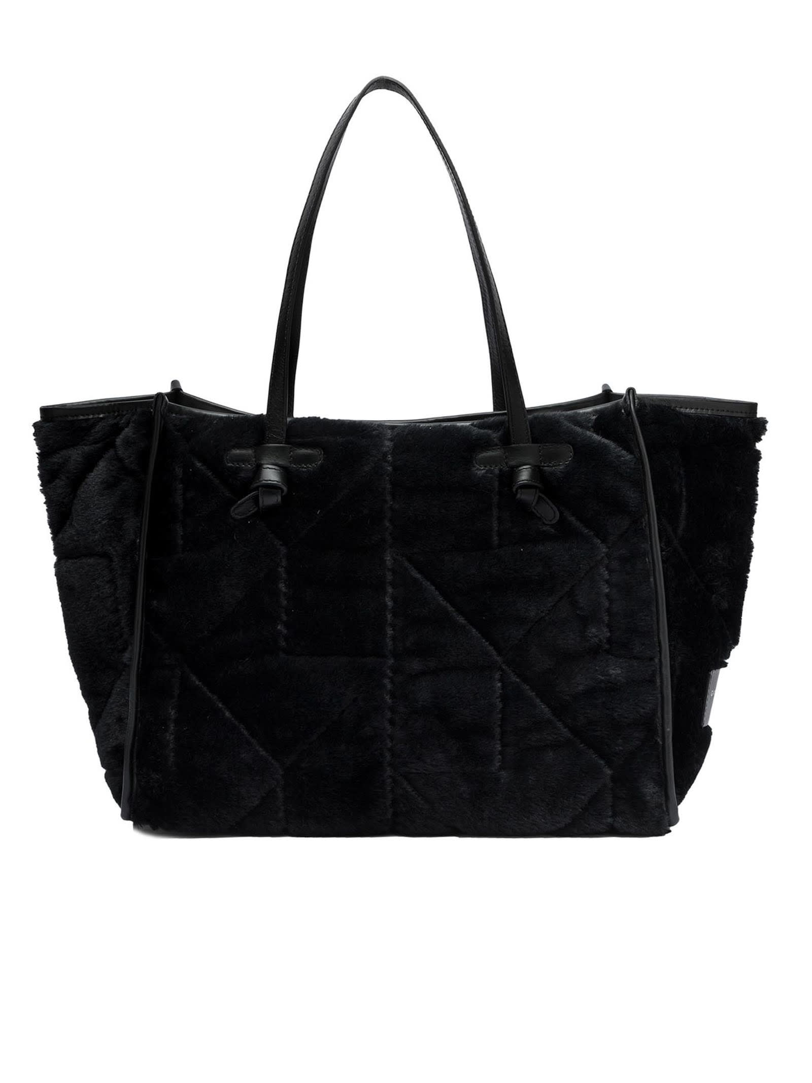 Shop Gianni Chiarini Marcella Tote Bag In Double-layer Fabric  In Black