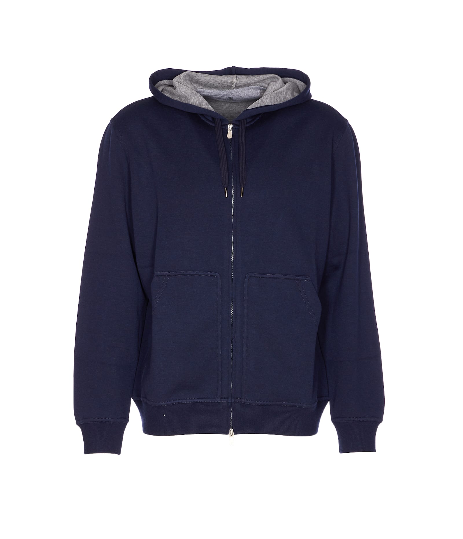 Brunello Cucinelli Men Double Zip Hoodie In Blue