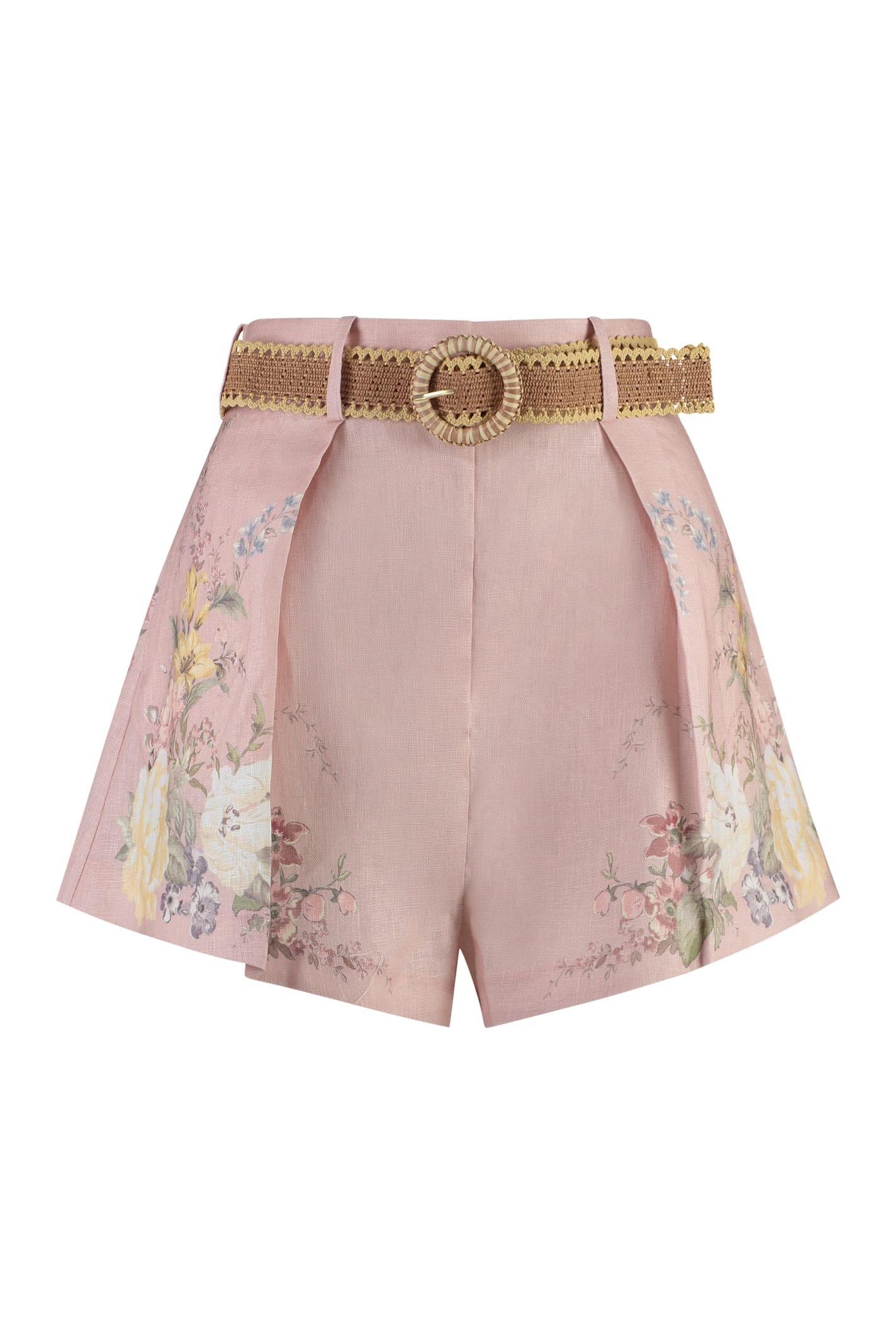 Shop Zimmermann Waverly Printed Linen Shorts In Pink