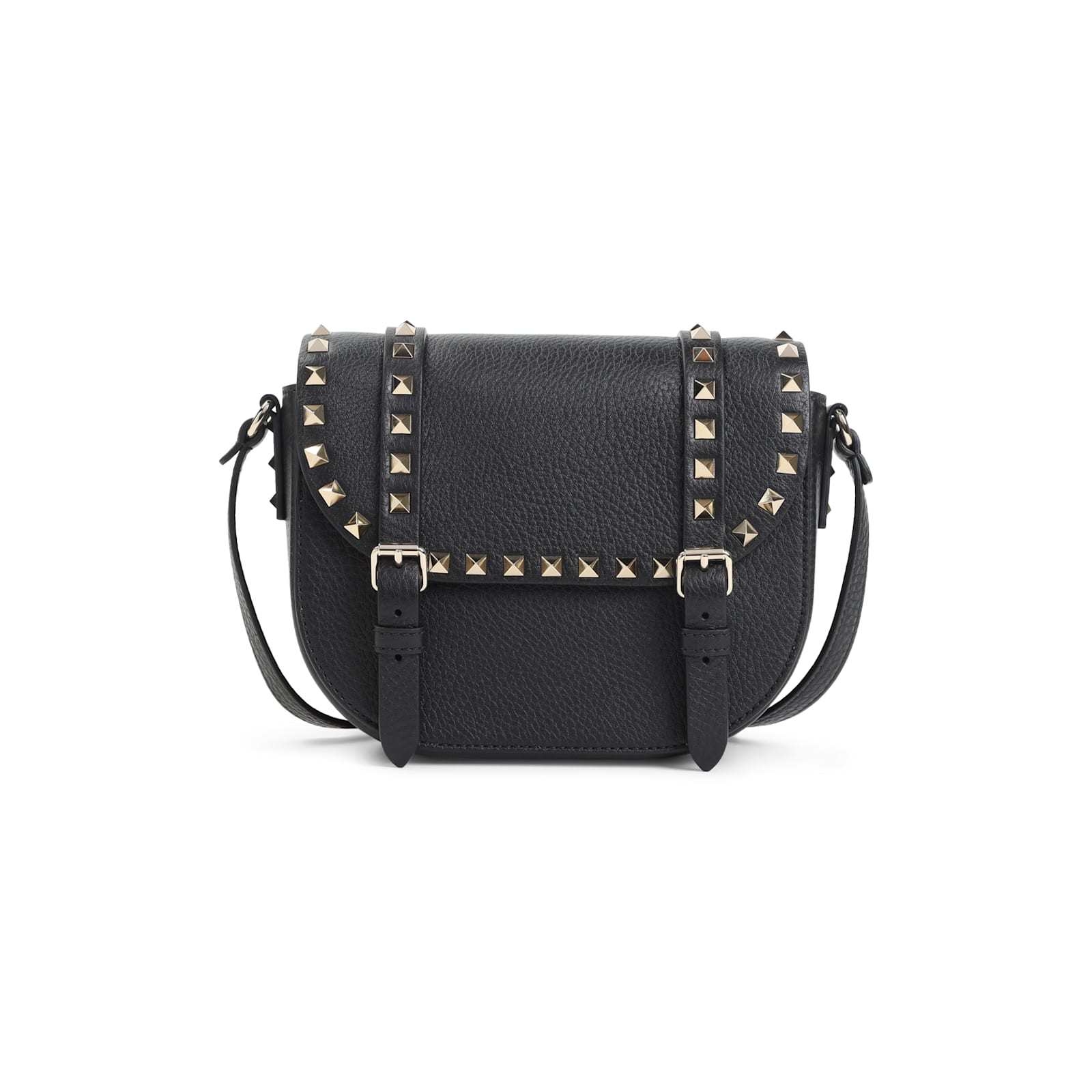 Valentino Small Rockstud Shoulder Bag In Black