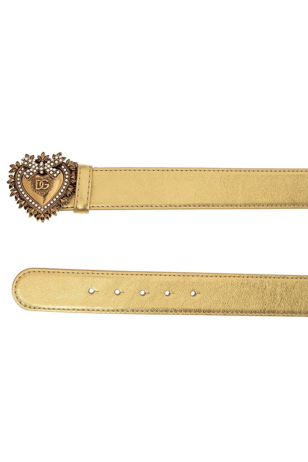 Shop Dolce & Gabbana Heart-buckle Embellished Belt In Oro