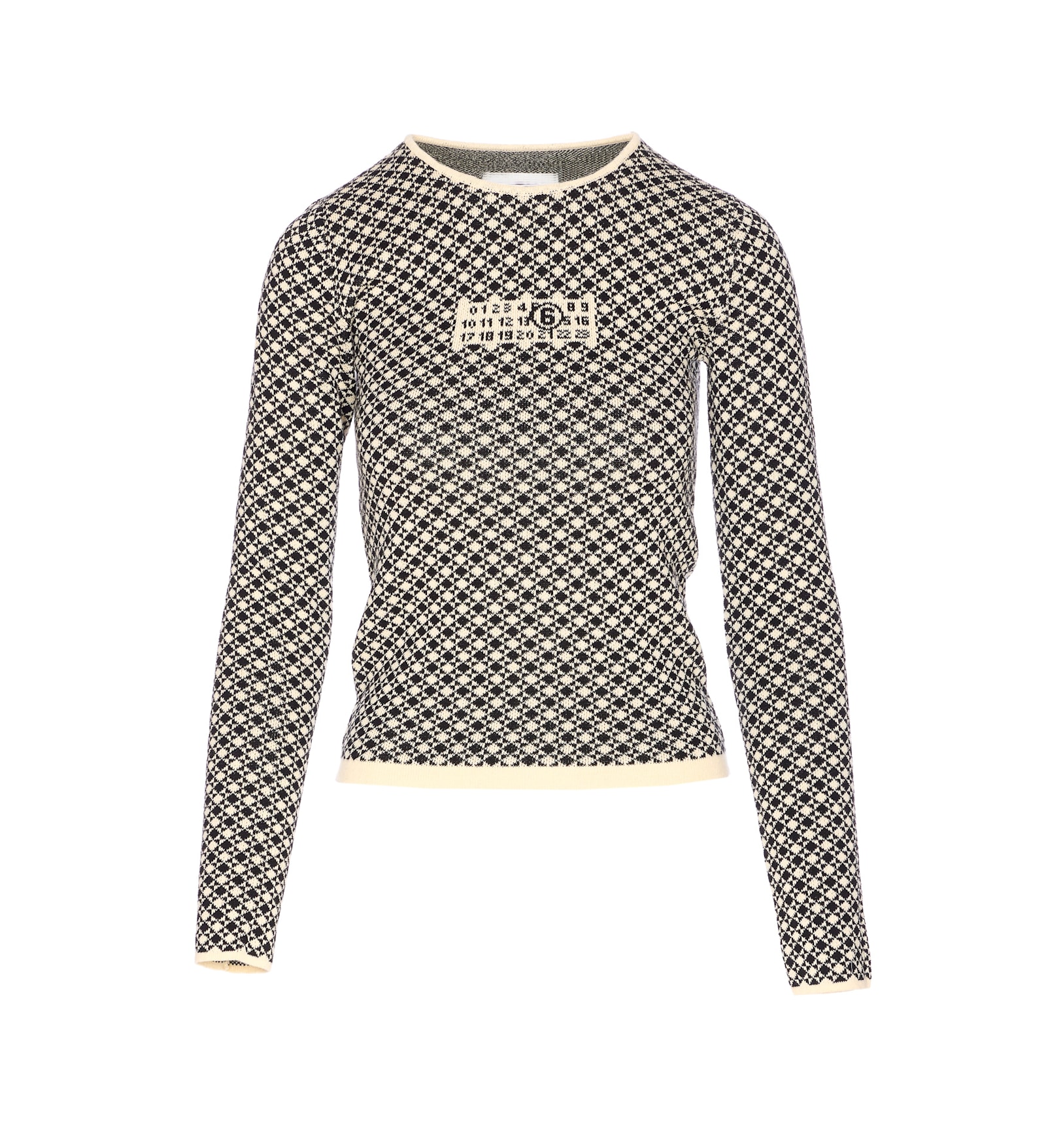 Mm6 Maison Margiela Crewneck Geometric Pattern Knitwear In Neutral