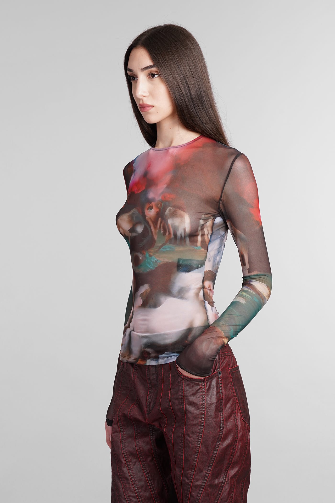 Shop Mugler Topwear In Multicolor Polyamide