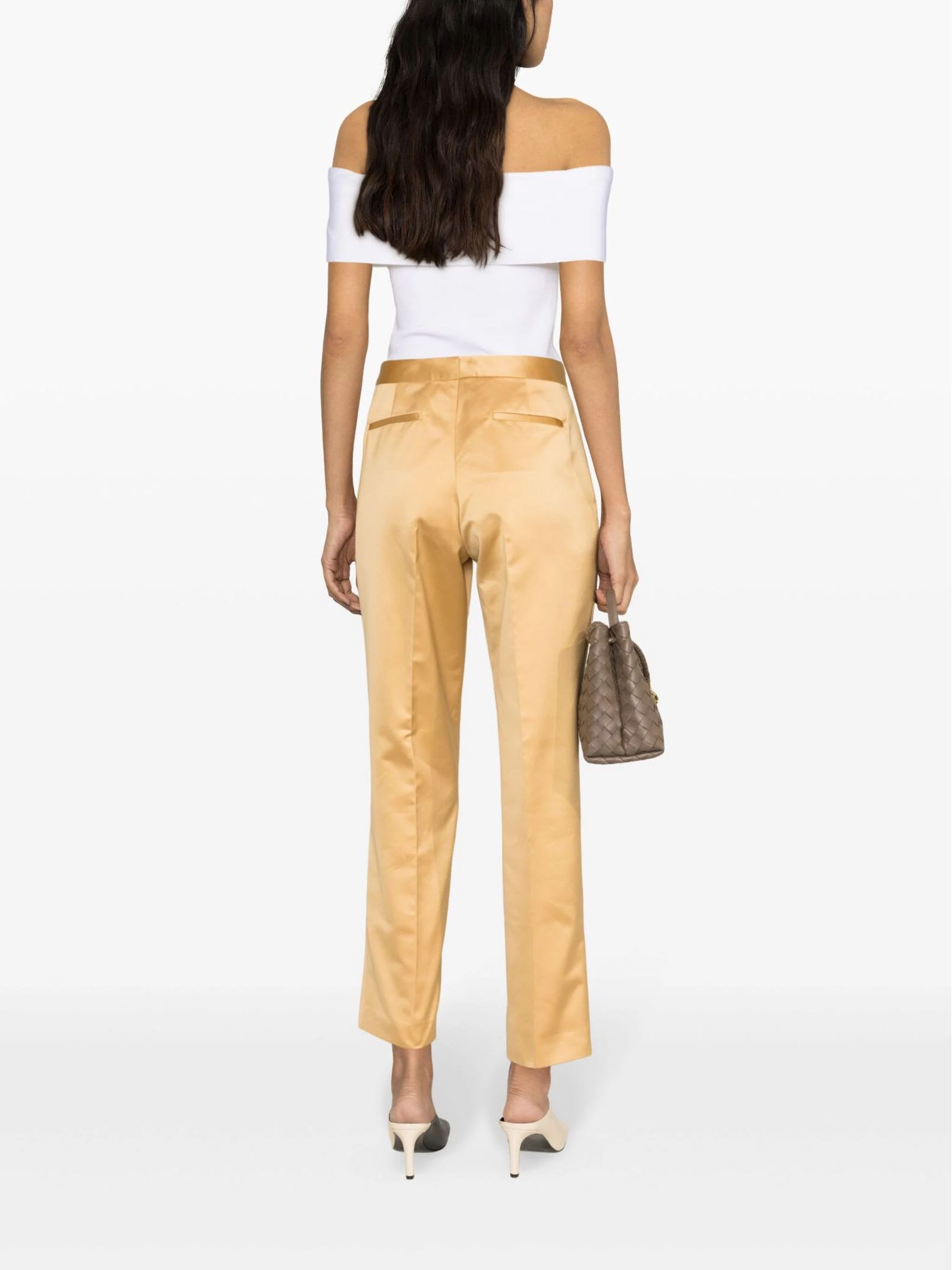 Shop Fabiana Filippi Amber Yellow Satin Trousers