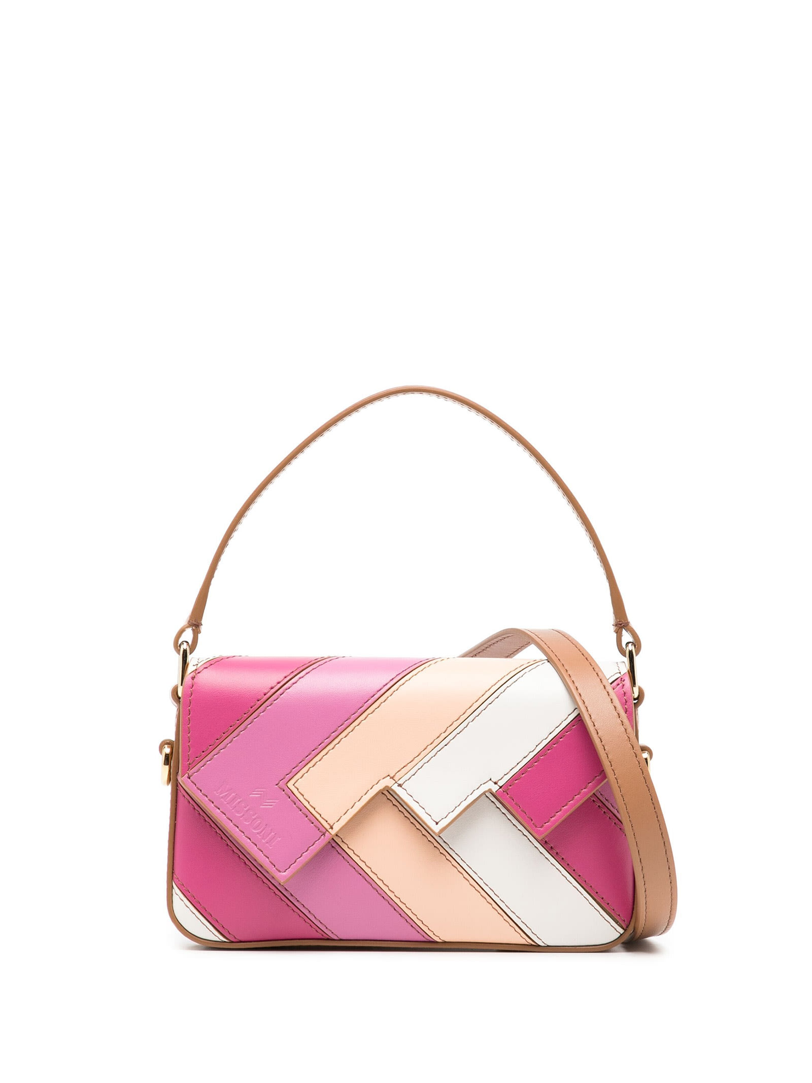 Flap Wave Pink Leather Shoulder Bag