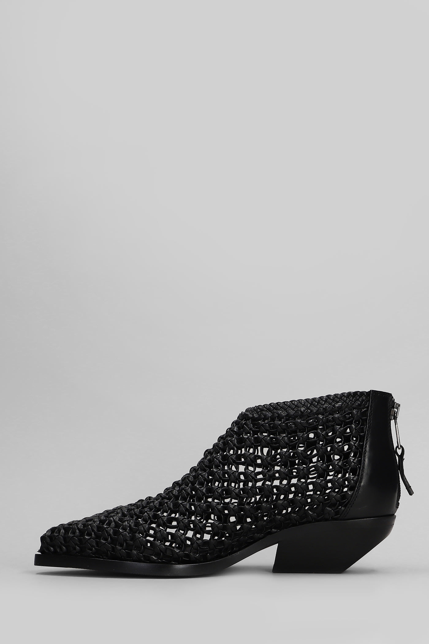 Elena Iachi Texan Ankle Boots In Black Leather In Black