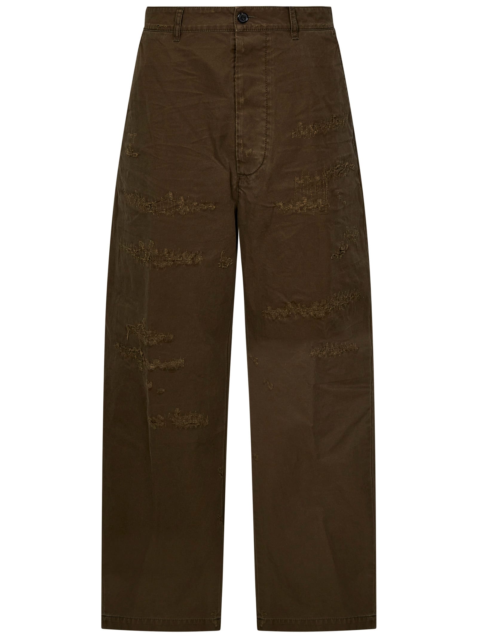 Shop Dsquared2 Ripped Big Chino Trousers In Brown