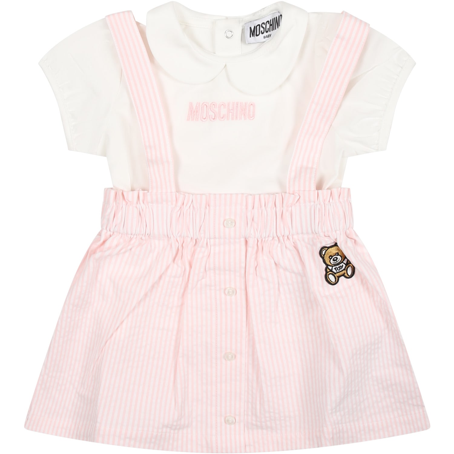Moschino Pink Dungarees For Baby Girl
