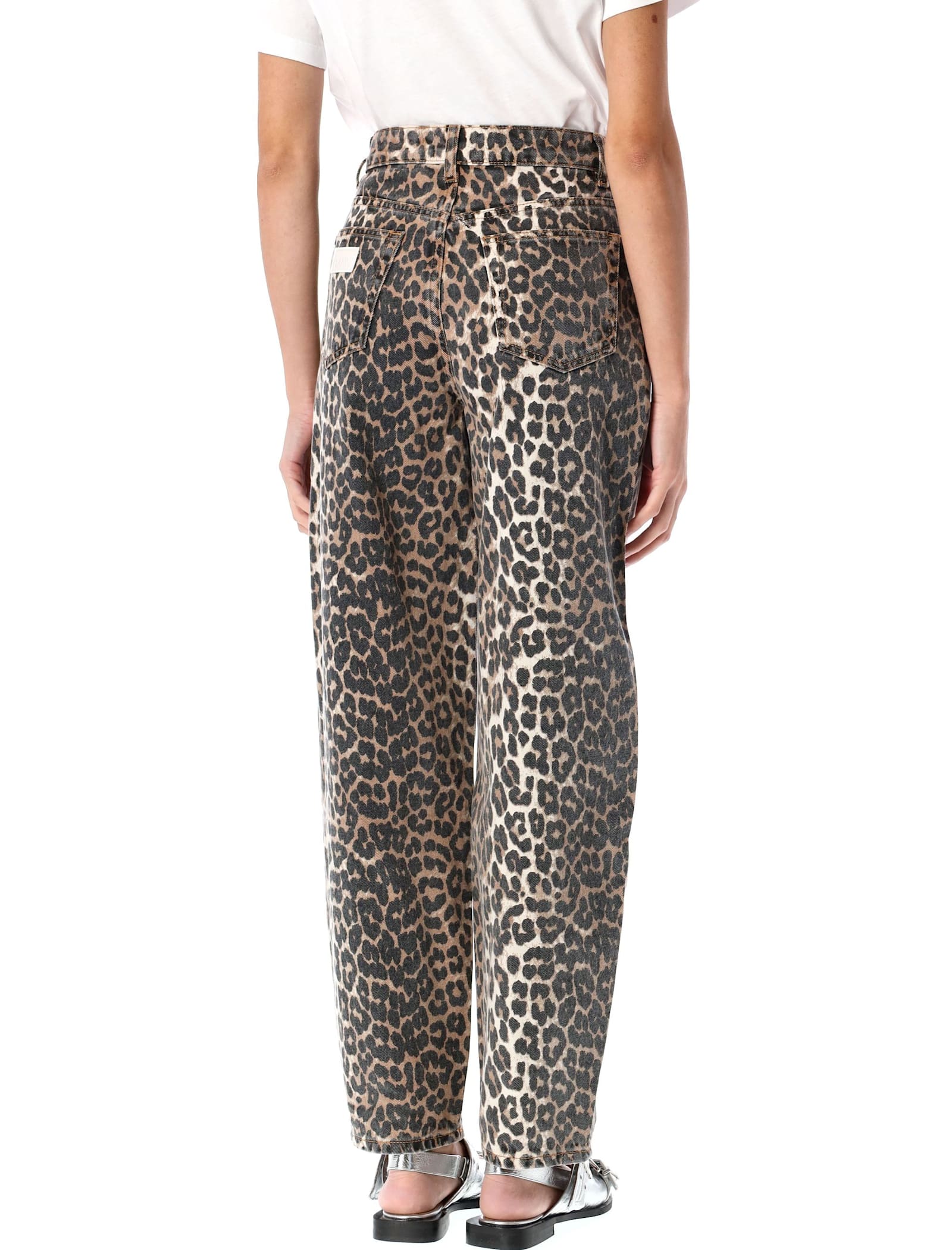Ganni Printed Denim Jeans In Leopard
