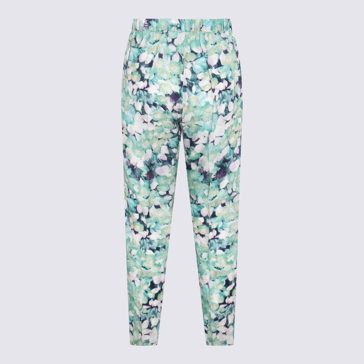 DRIES VAN NOTEN TURQUOISE AND BLUE FLOREAL PANTS