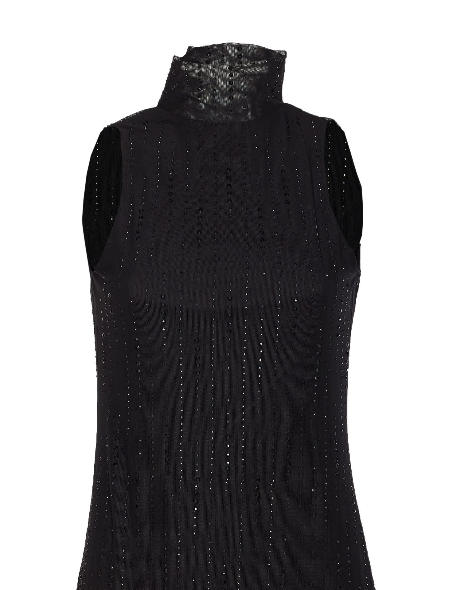 Liu •jo Halter Neck Backless Dress With Sheer Overlay In Black