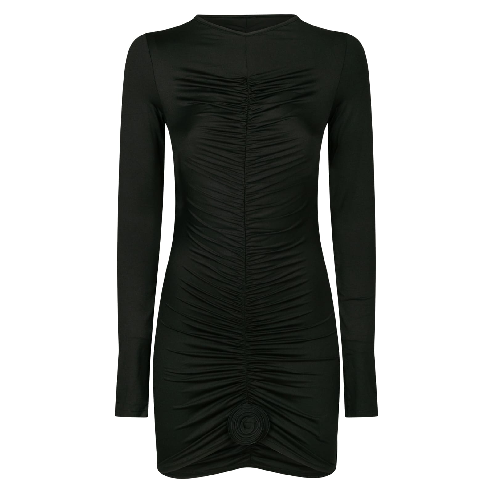 Shop La Reveche Abito Arricciato Fiore In Black