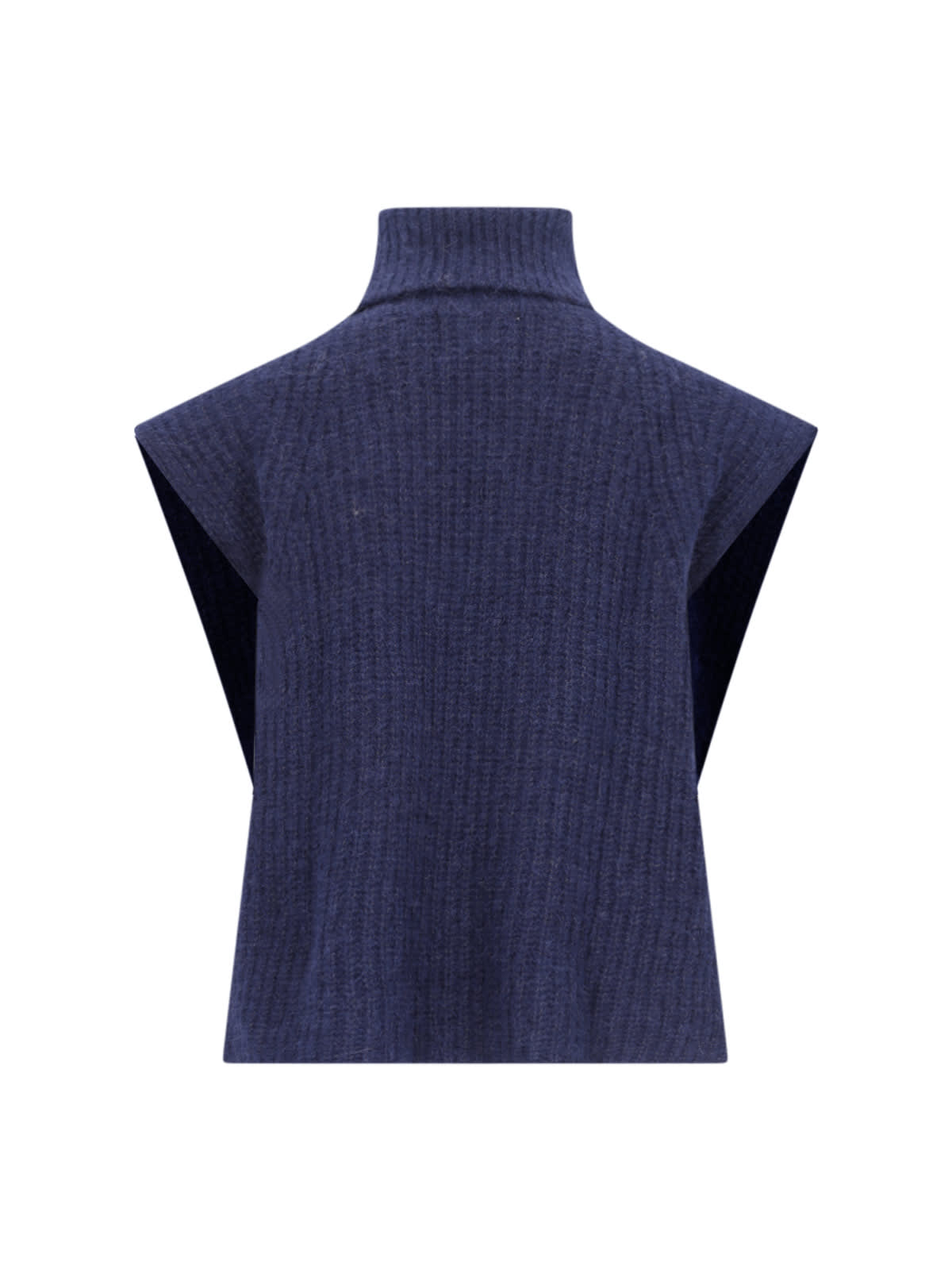 Isabel Marant Étoile High Neck Sleeveless Knitwear With Ribbed Texture In Blue