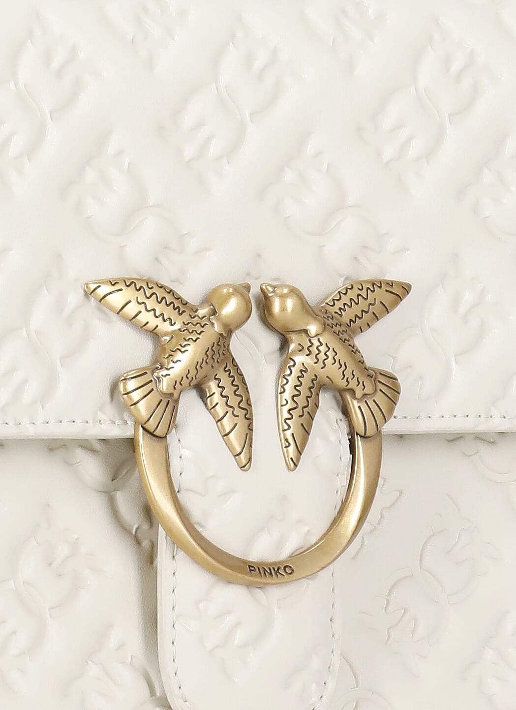 Shop Pinko Love Bag Shoulder Bag In Q Bianco Seta Antique Gold