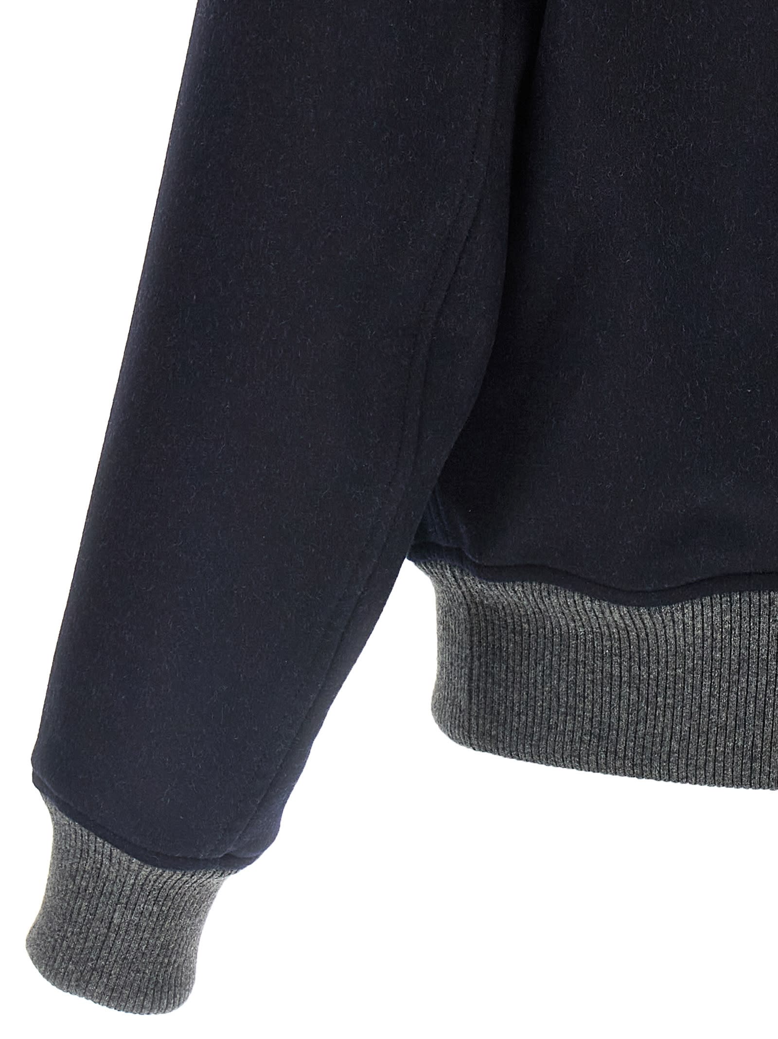 Brunello Cucinelli Wool Bomber Jacket Puffer Jackets Blue In Blue
